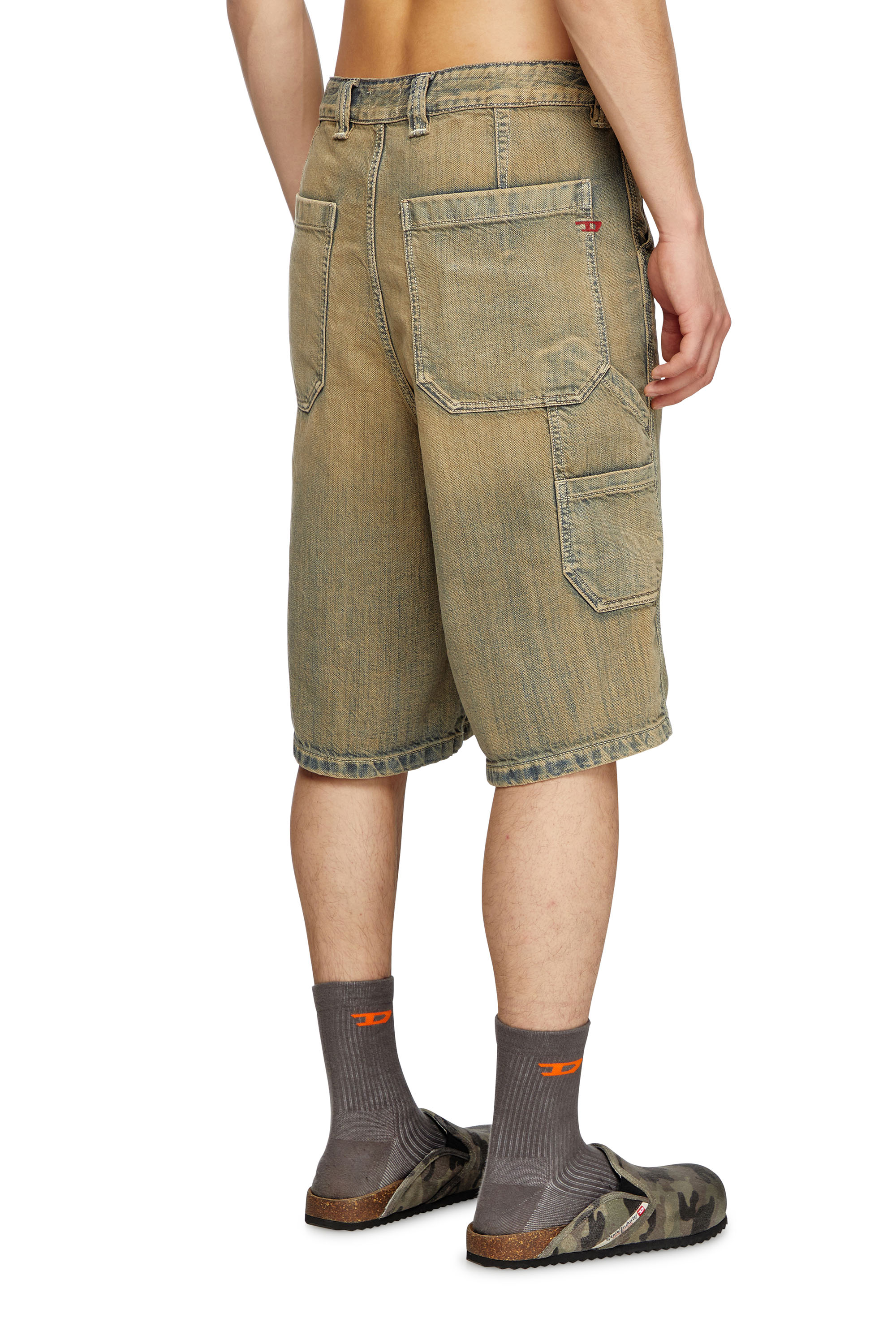 Diesel - D-LIVERY-SHORT, Man's Utility shorts in gold-brush denim in Brown/Blue - 2