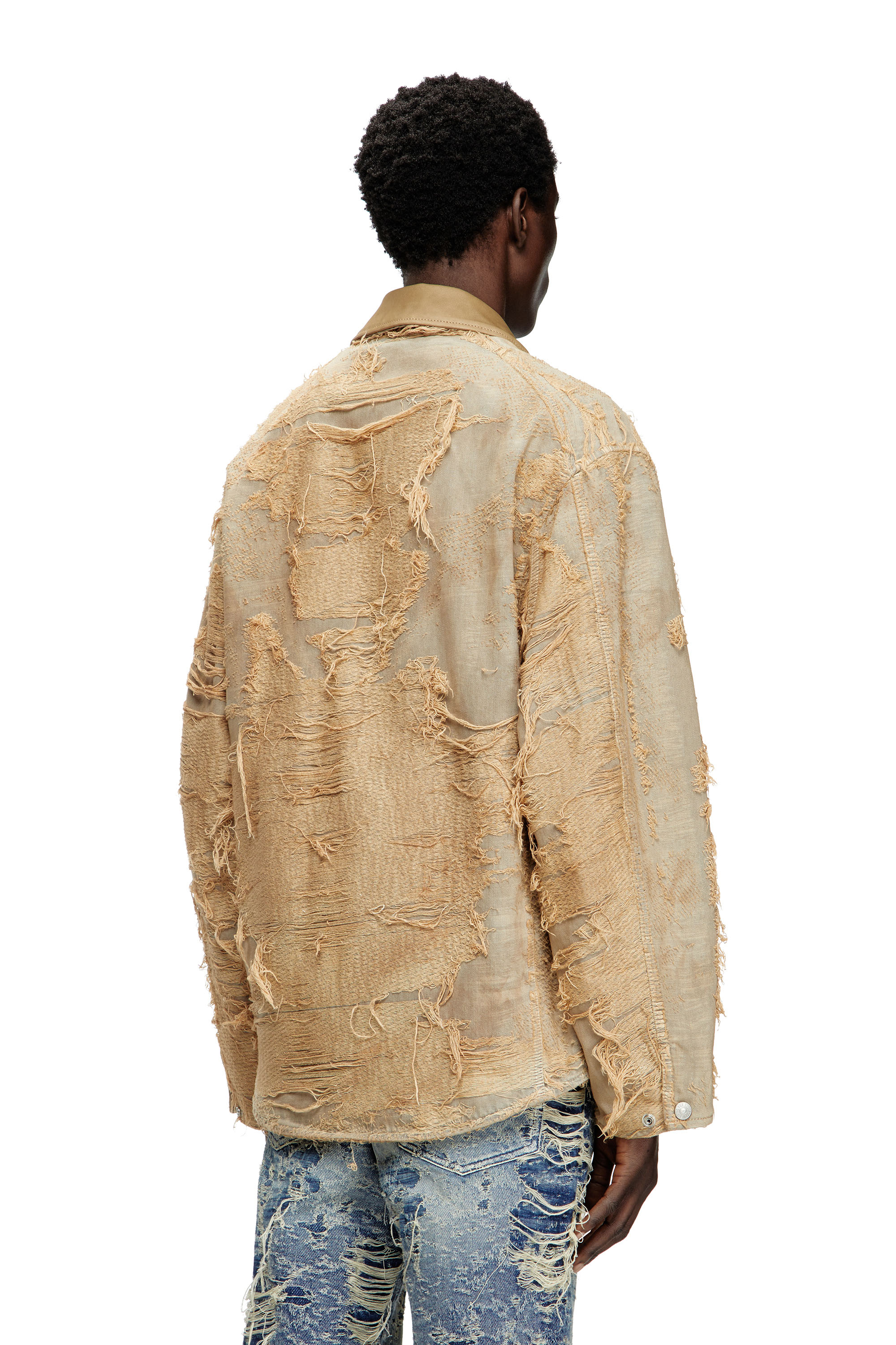 Diesel - D-IVAR-FSG, Man's Jacket in overdyed floating-thread denim in Light Brown - 3