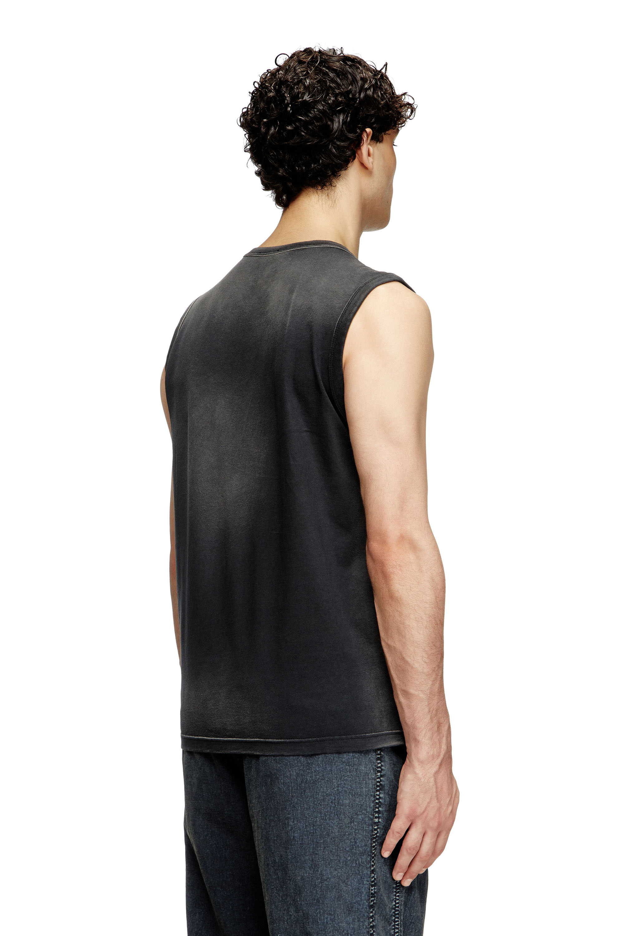 Diesel - T-BRICO-NEW, Camiseta sin mangas desteñida con recorte Oval D Hombre in Negro - 4