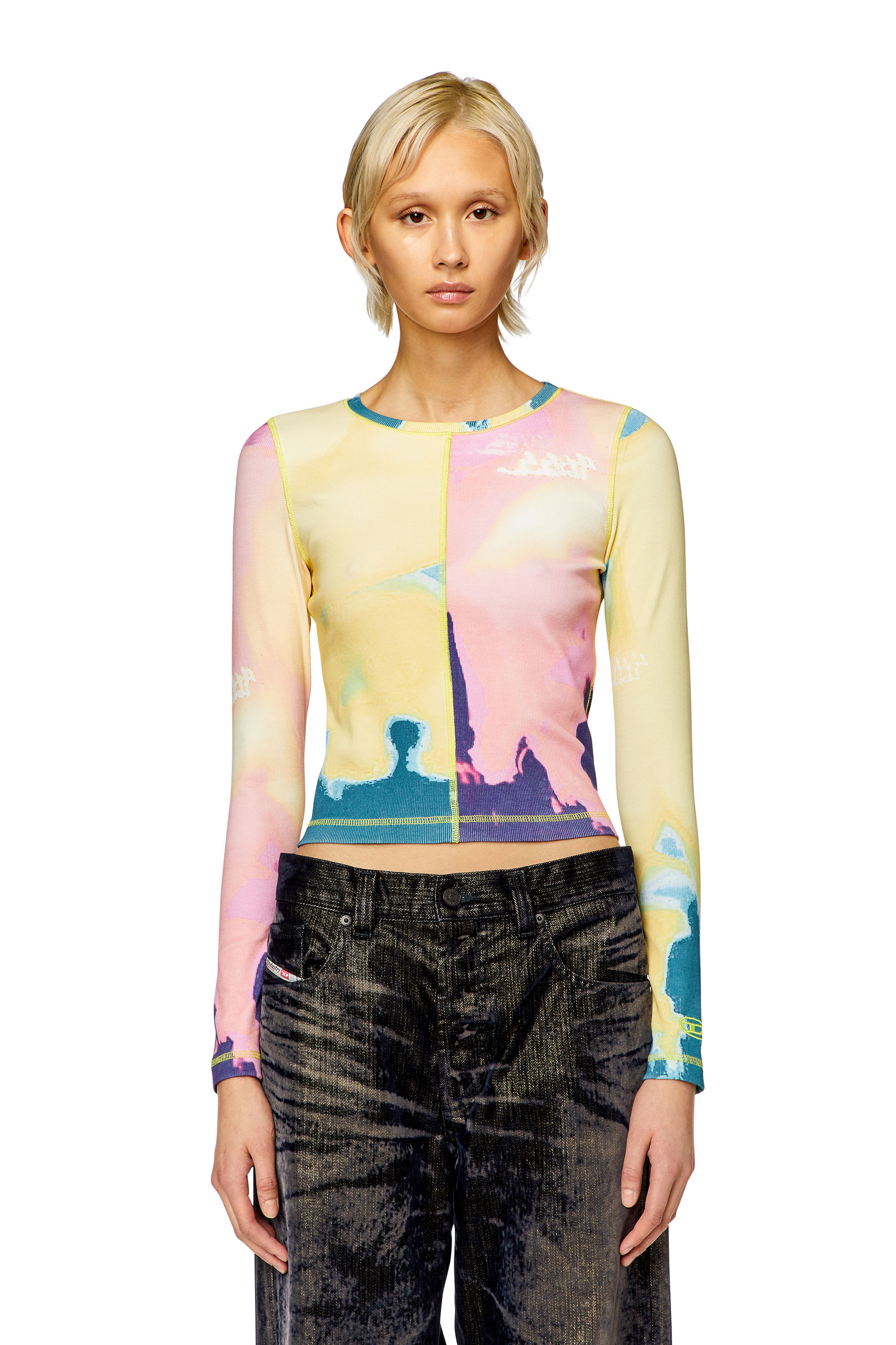 Diesel - T-BANES, Woman Panelled top with multicoloured print in Multicolor - Image 4
