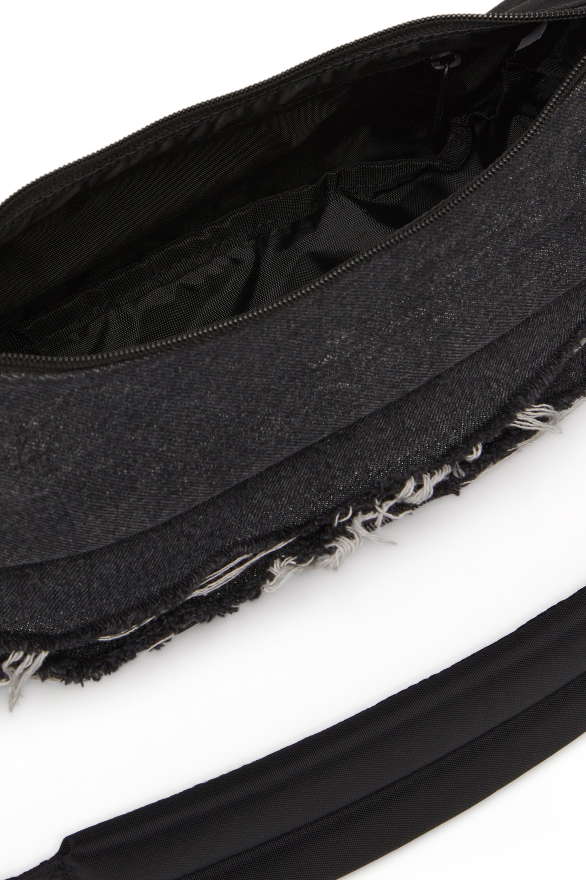 Diesel - DIESEL SHOULDER BAG, Bolso de hombro en denim destruido y CORDURA® Unisex in Negro - 4