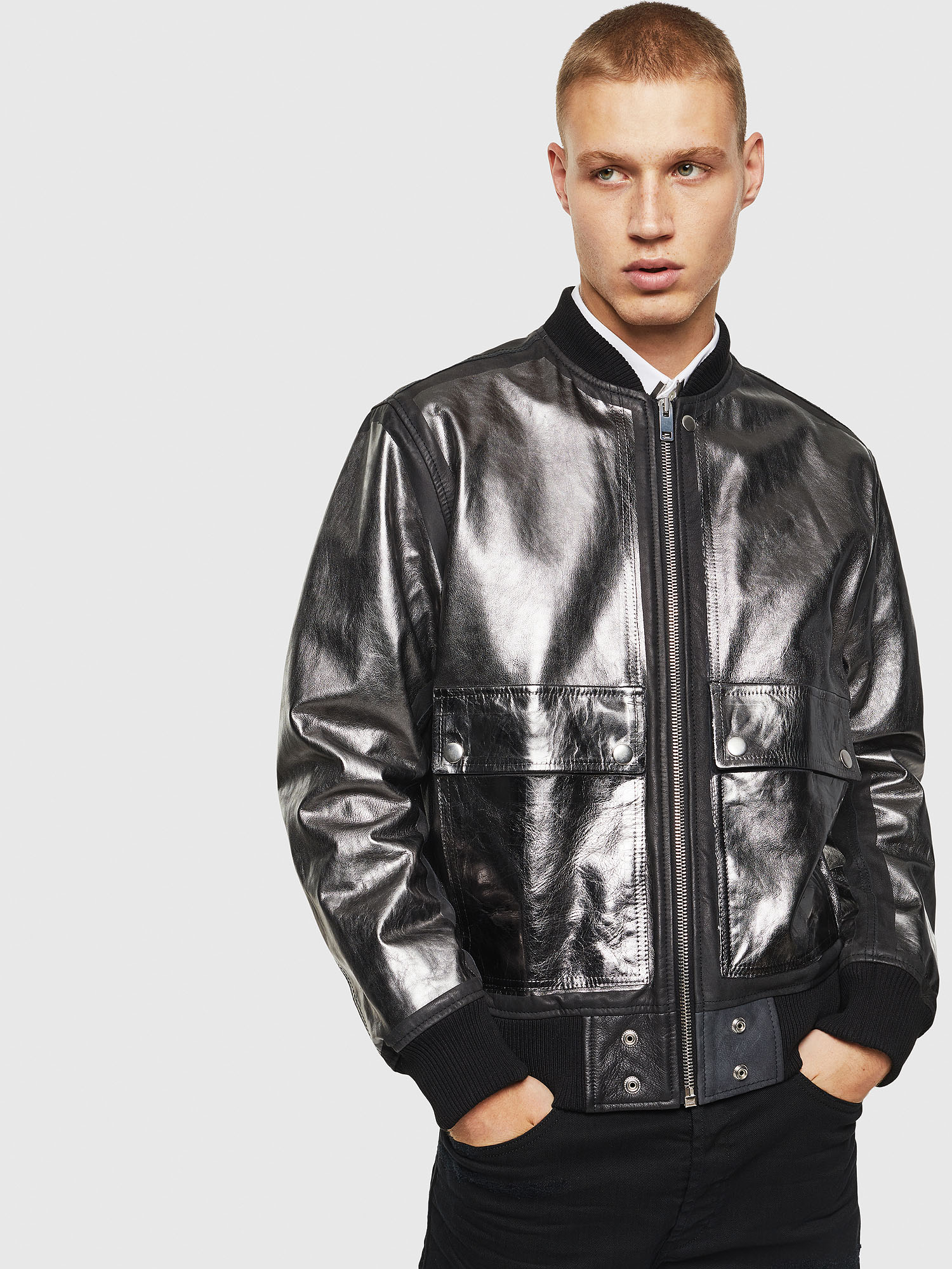 L-STEWARD-FOIL Man: Bomber jacket in metallic leather | Diesel