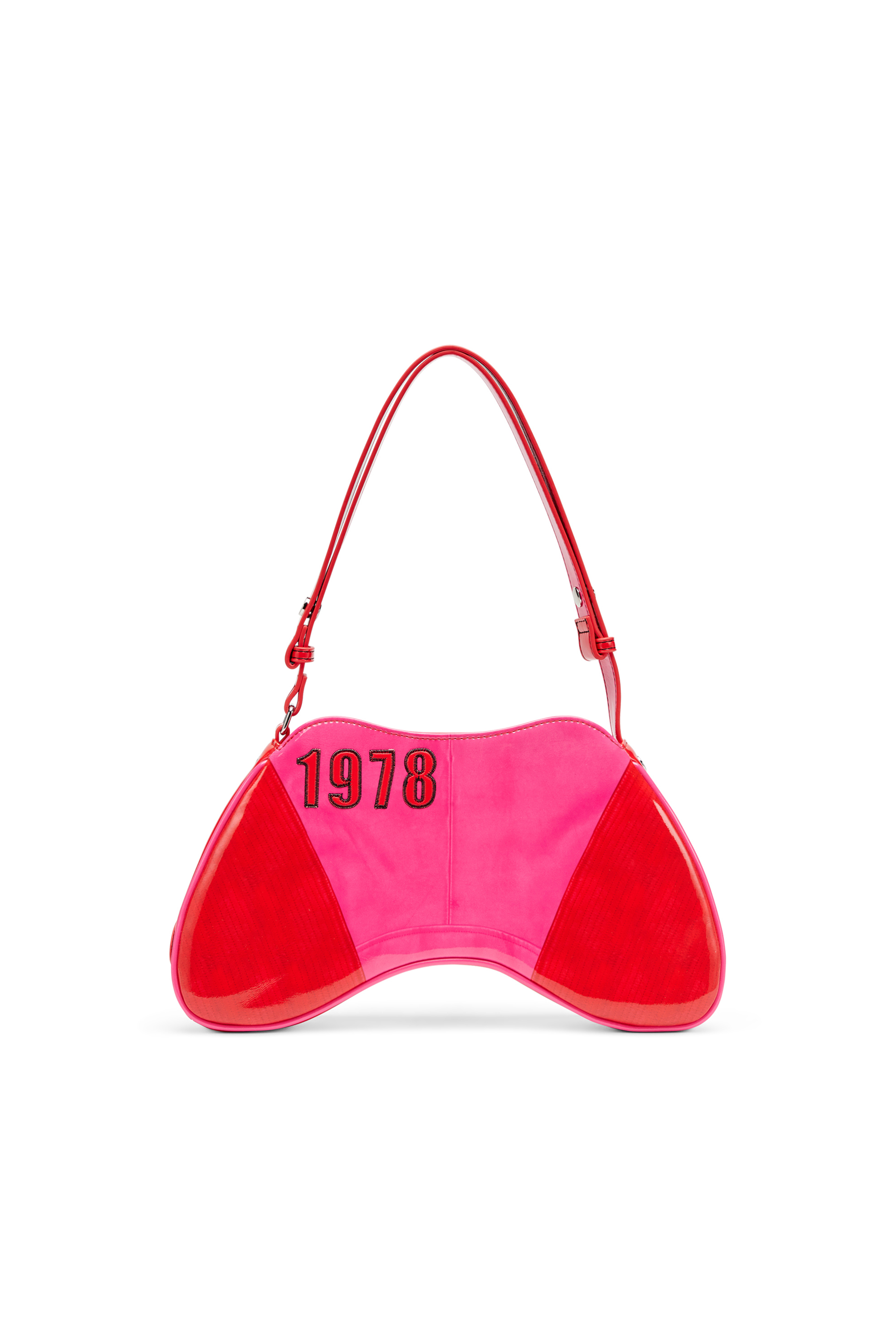 Diesel - PLAY SHOULDER, Bolso de hombro brillante con detalles tipo motorista Mujer in Rosa - 2