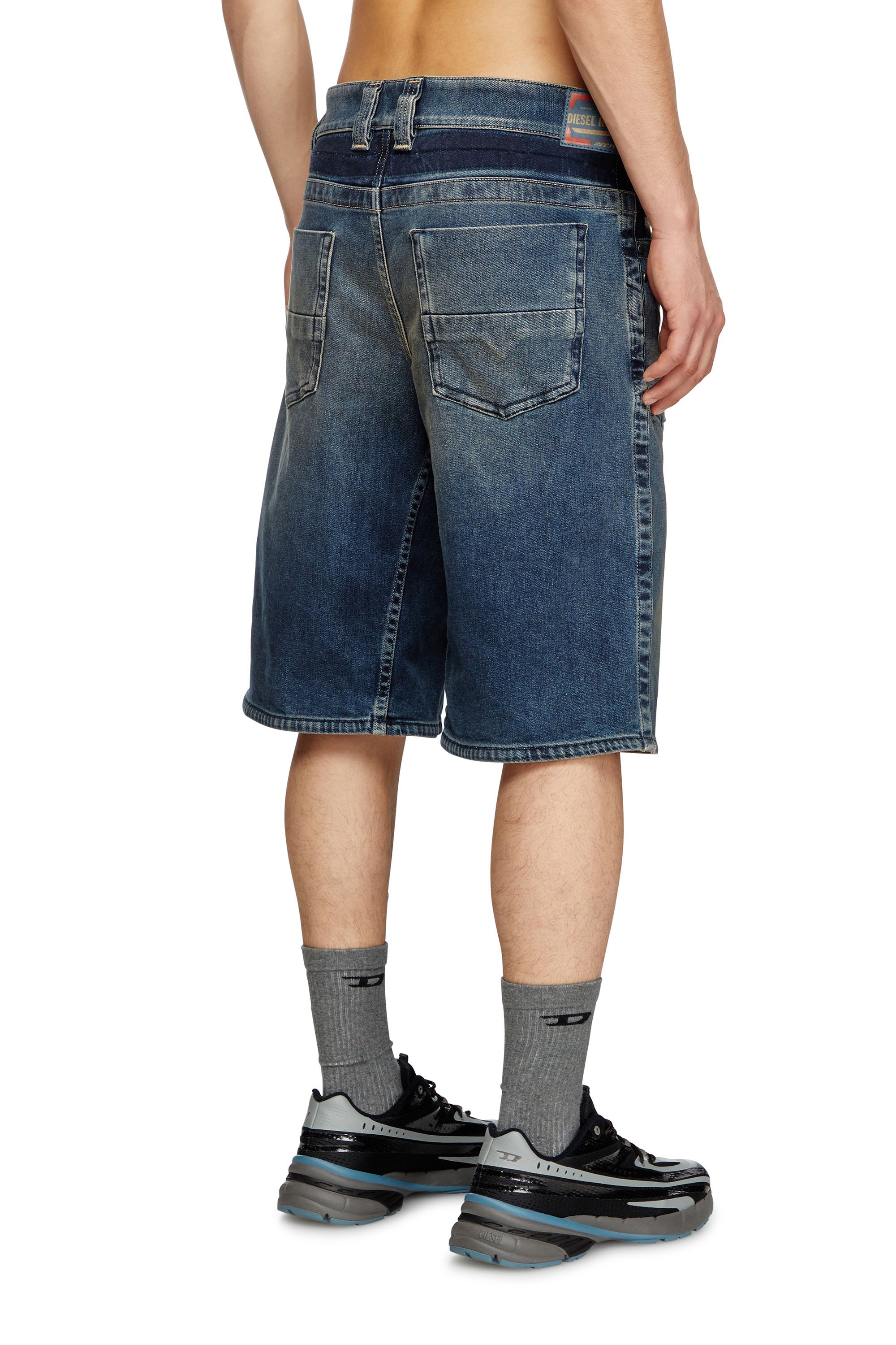 Diesel - D-MACRO-RE SHORT, Man's Bermuda shorts in Rehab denim in Dark Blue - 2