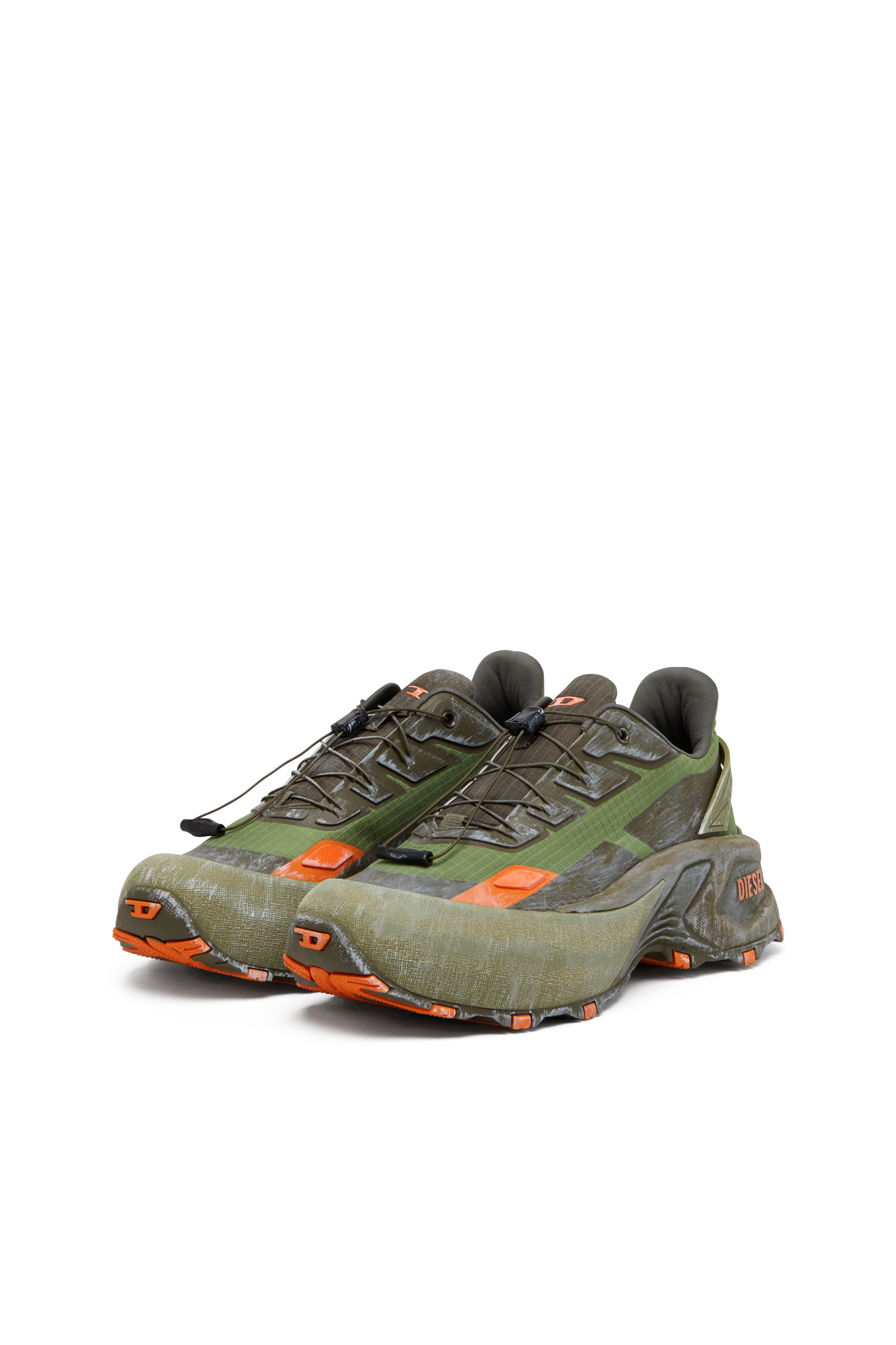 Diesel - D-CAGE RUNNER, Man's Cage sneaker in Green/Orange - 8