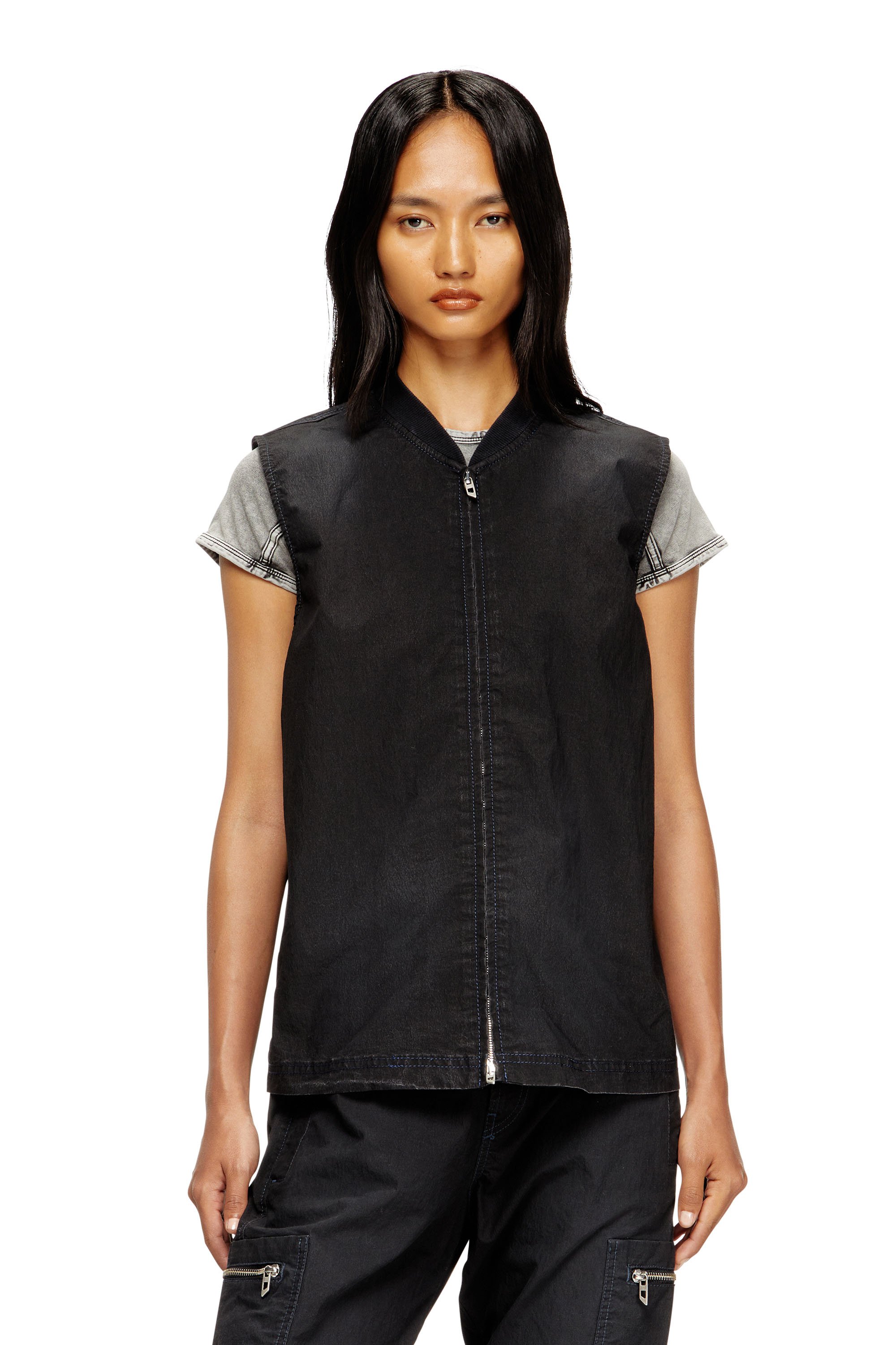 Diesel - D-SUND-D-N JOGG, Unisex's Sleeveless technical JoggJeans vest in Black/Dark grey - 4