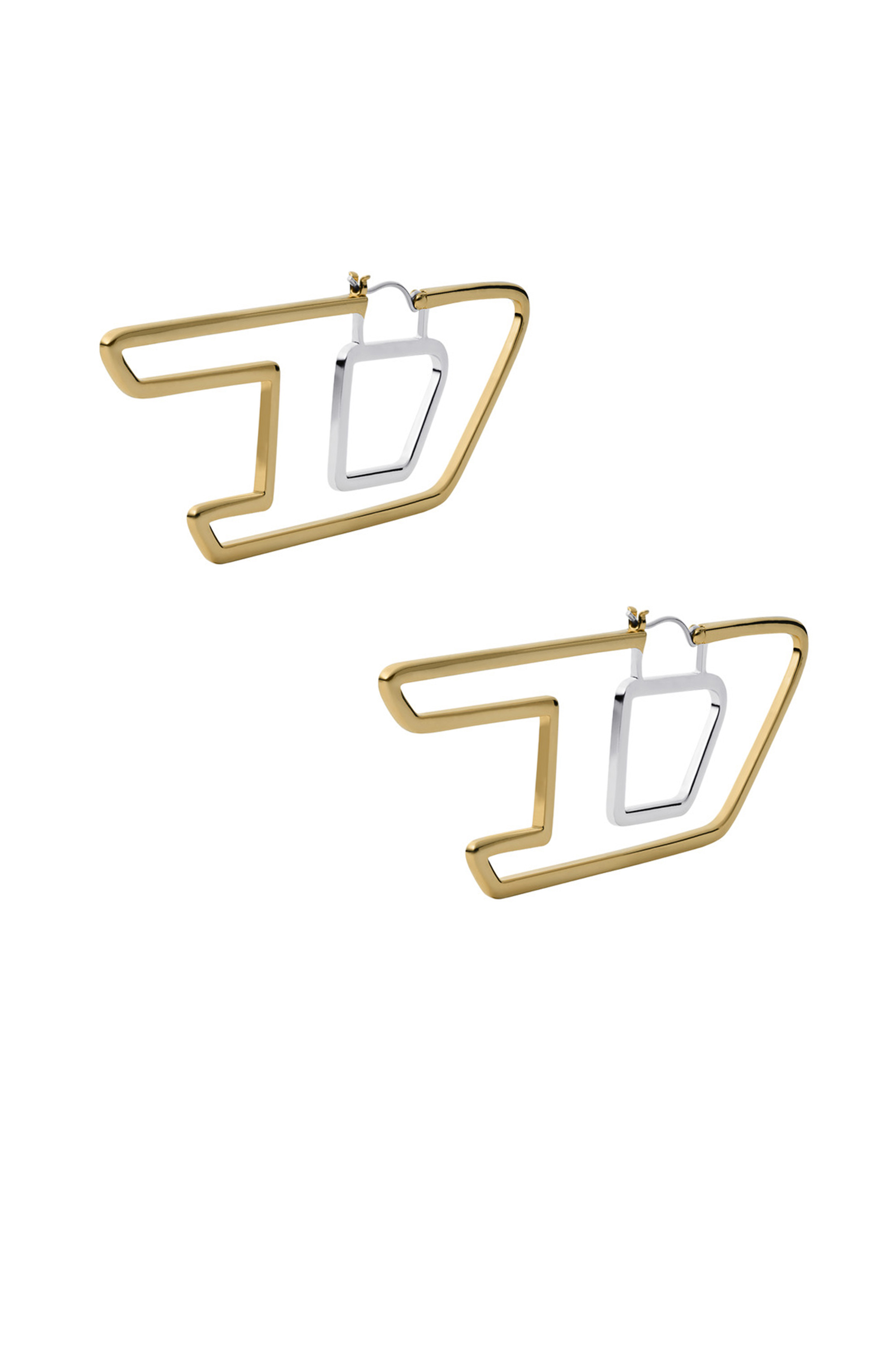 DX1364: Two-tone brass hoop earrings | Diesel