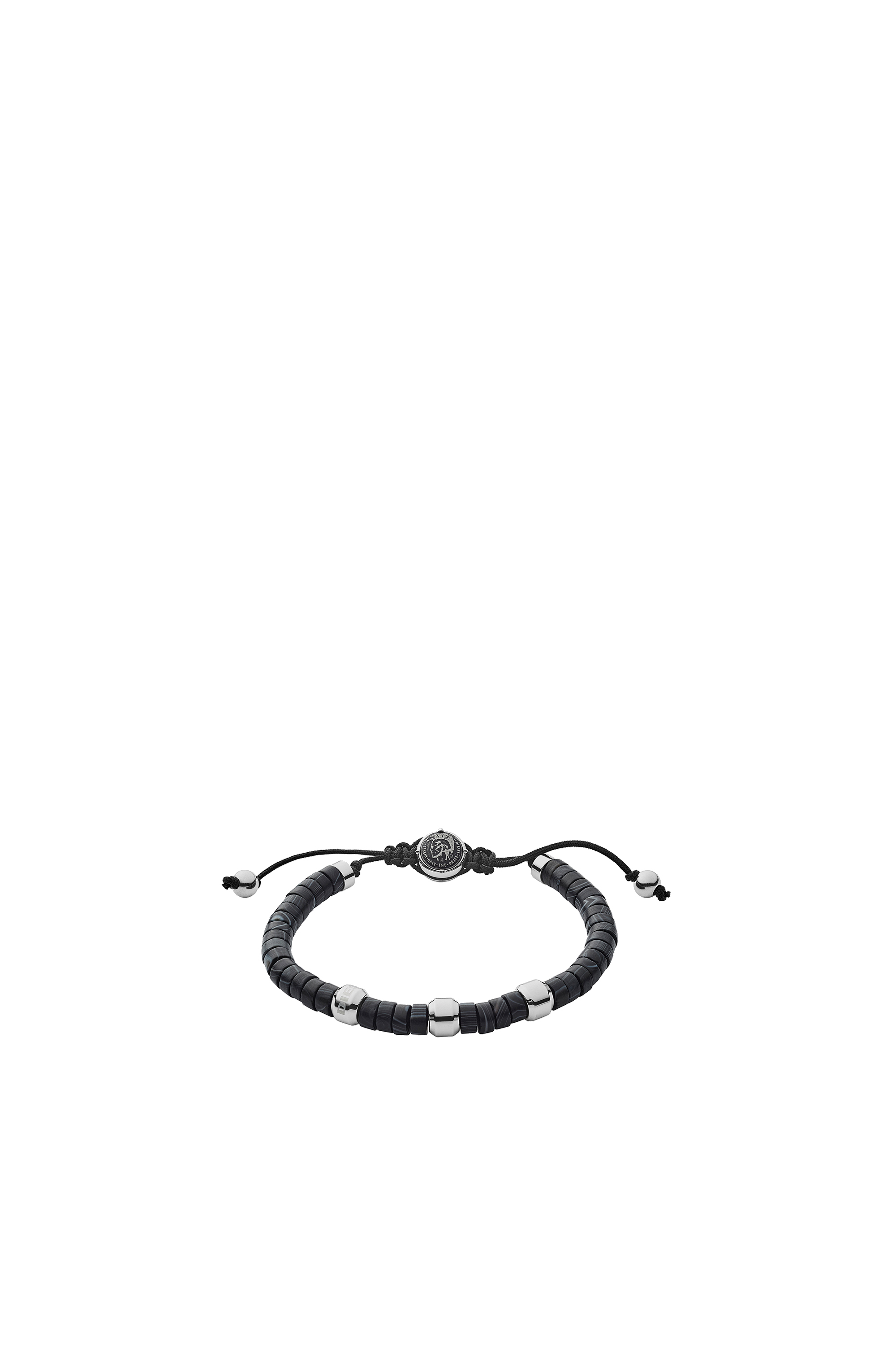 ☆DIESEL☆ logo bead bracelet DX1269710 Diesel Dx1269710 Logo Beads Stainless Steel Bracelet Black