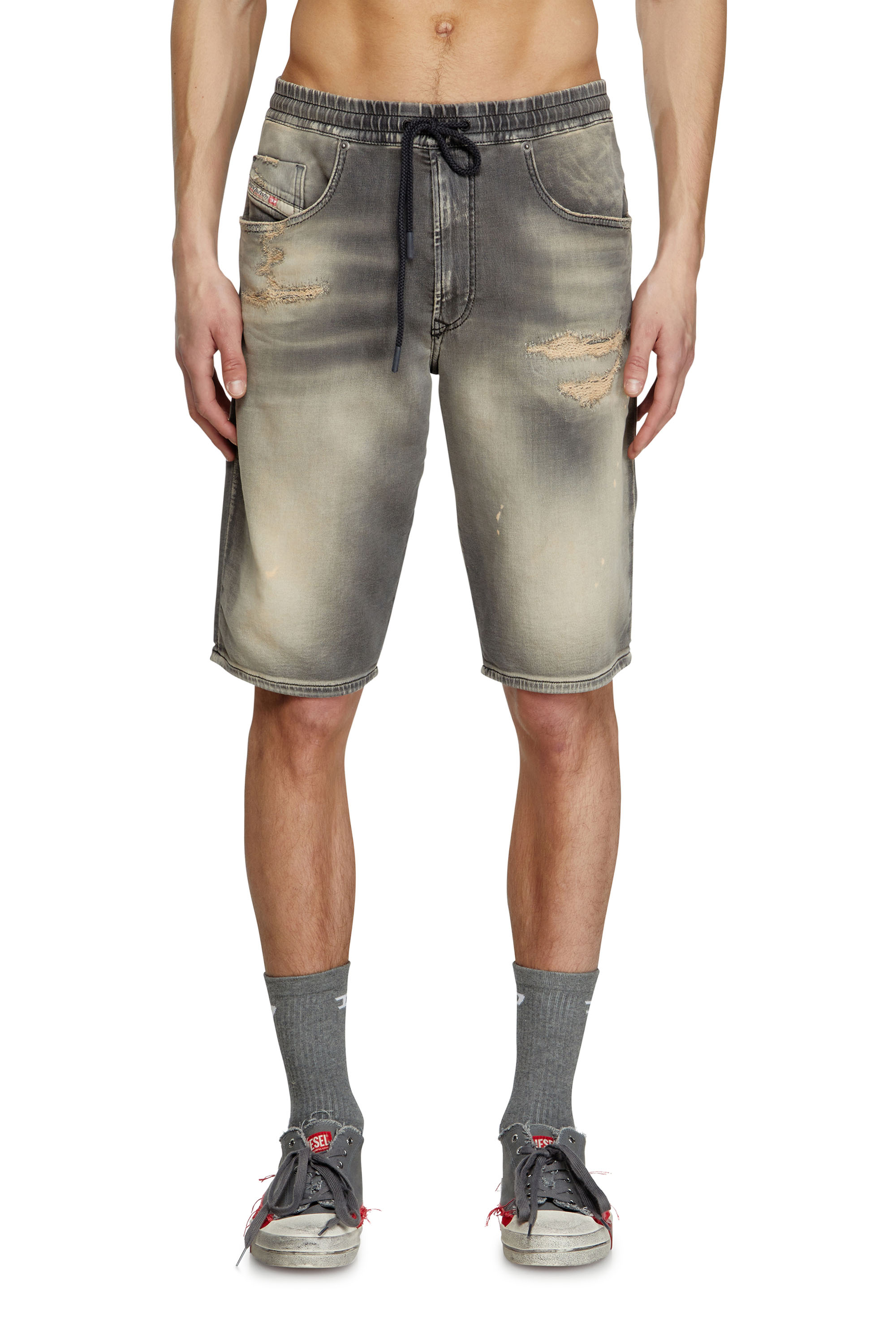 Diesel - 2033 D-KROOLEY-SHORT JOGG, Man's Chino shorts in JoggJeans in Dark grey - 2