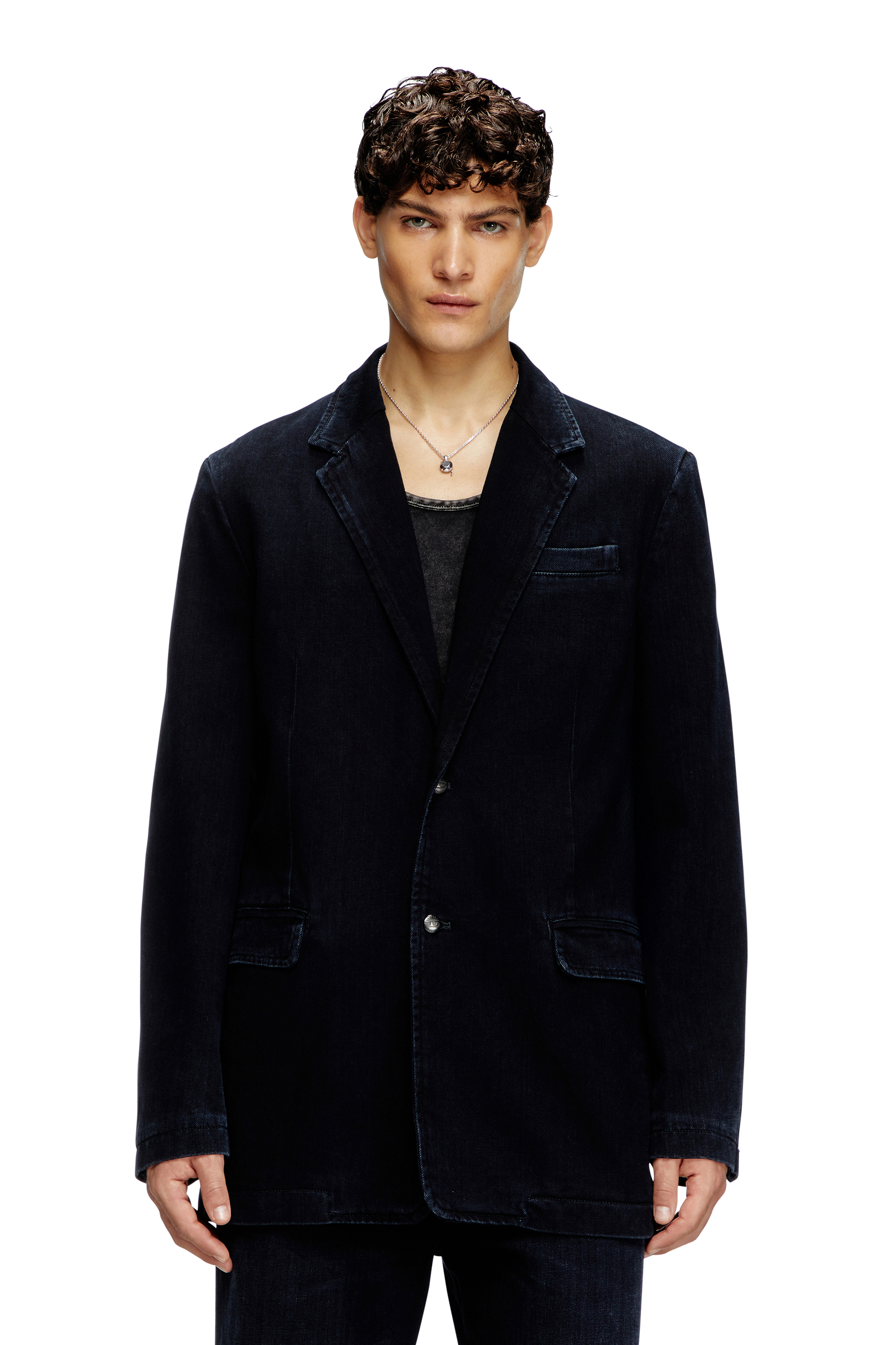 Diesel - D-REGER-D, Unisex's Blazer in lightly treated denim in Dark Blue - 1