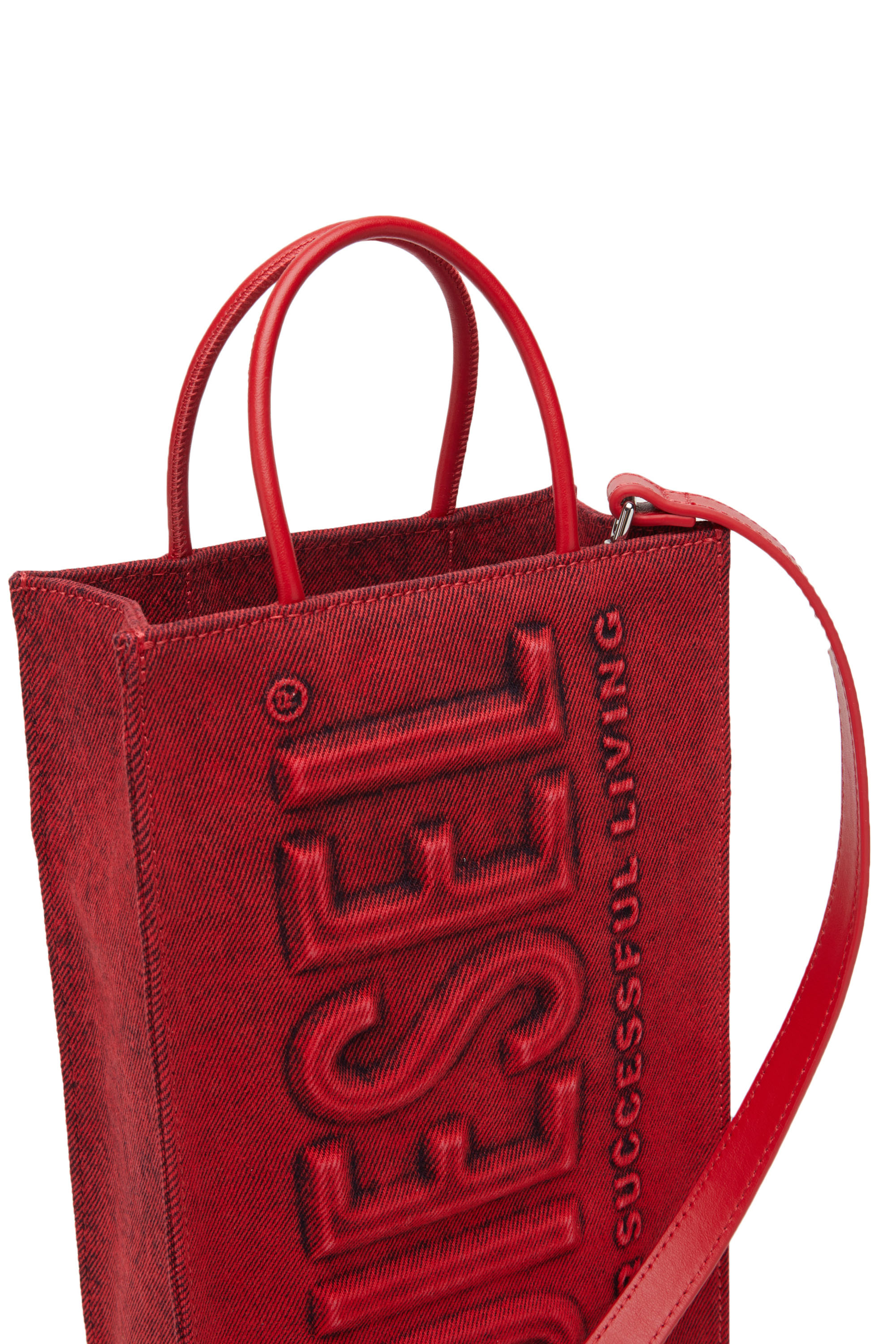 DSL SHOPPER 3D M X: Tote bag in denim and leather | Diesel