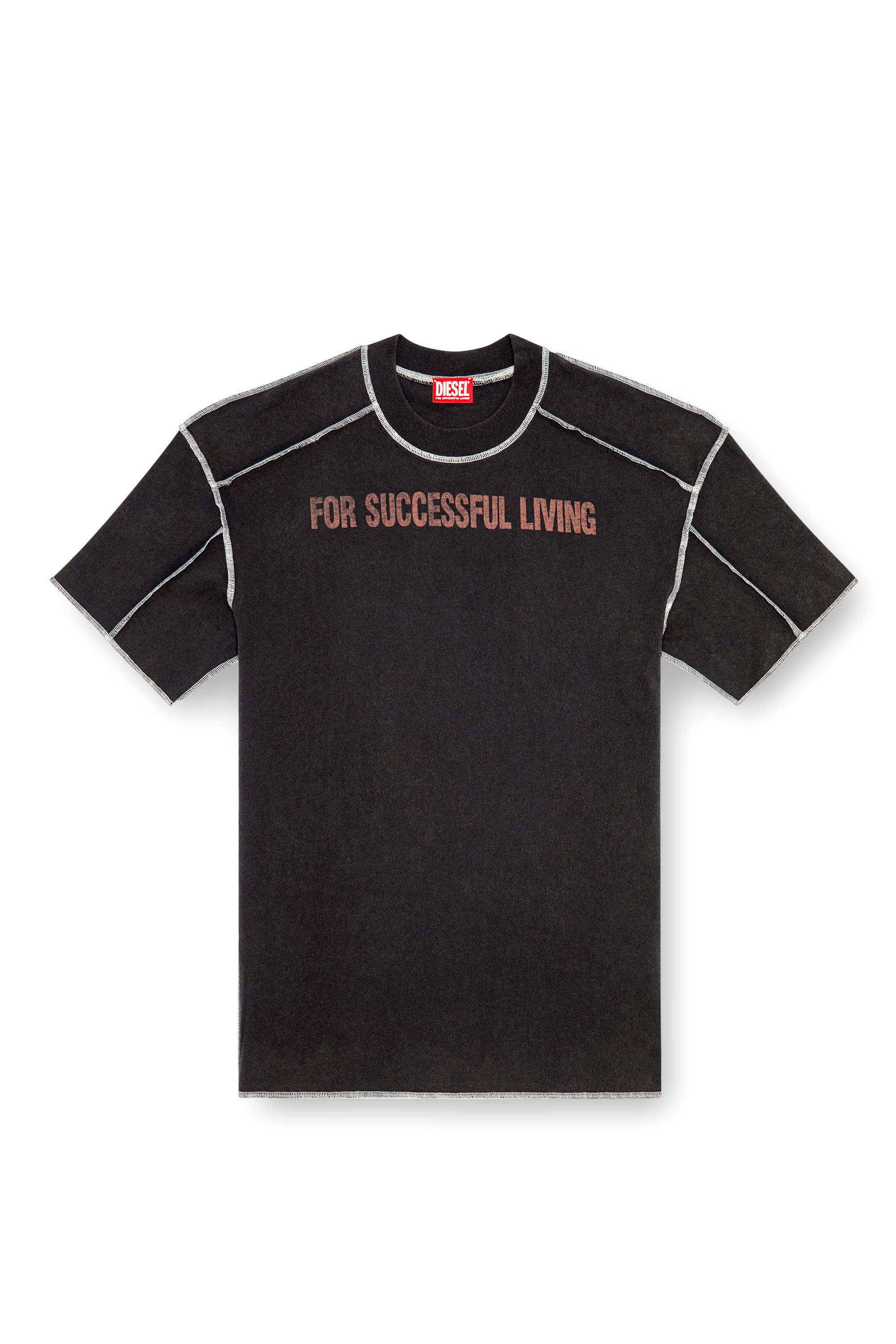 Diesel - T-CRAOR, Man's T-shirt with inside-out effect in Black - 4