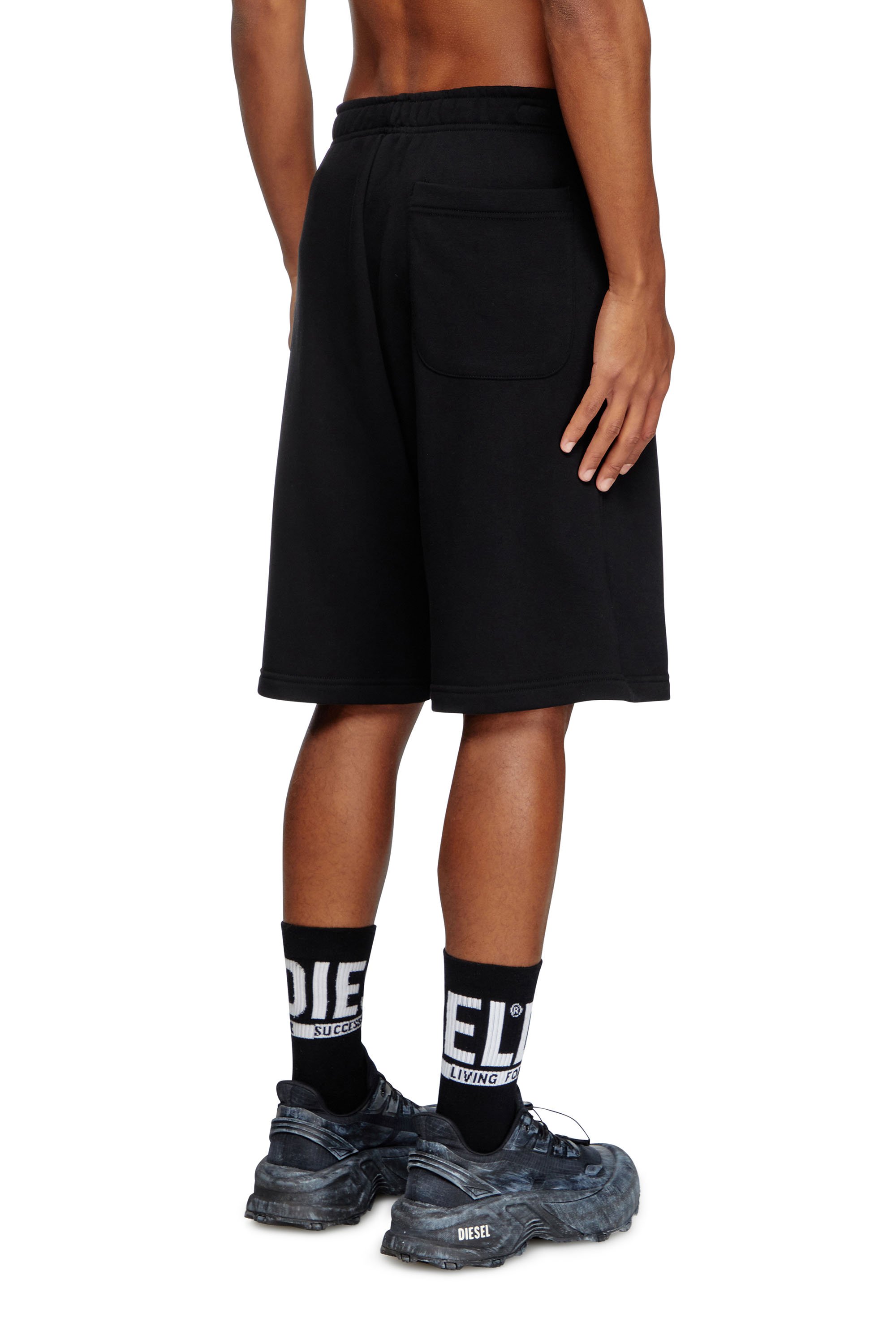 Diesel - P-MARSHY-OD, Man's Sweat shorts with silver Oval D in Black - 3