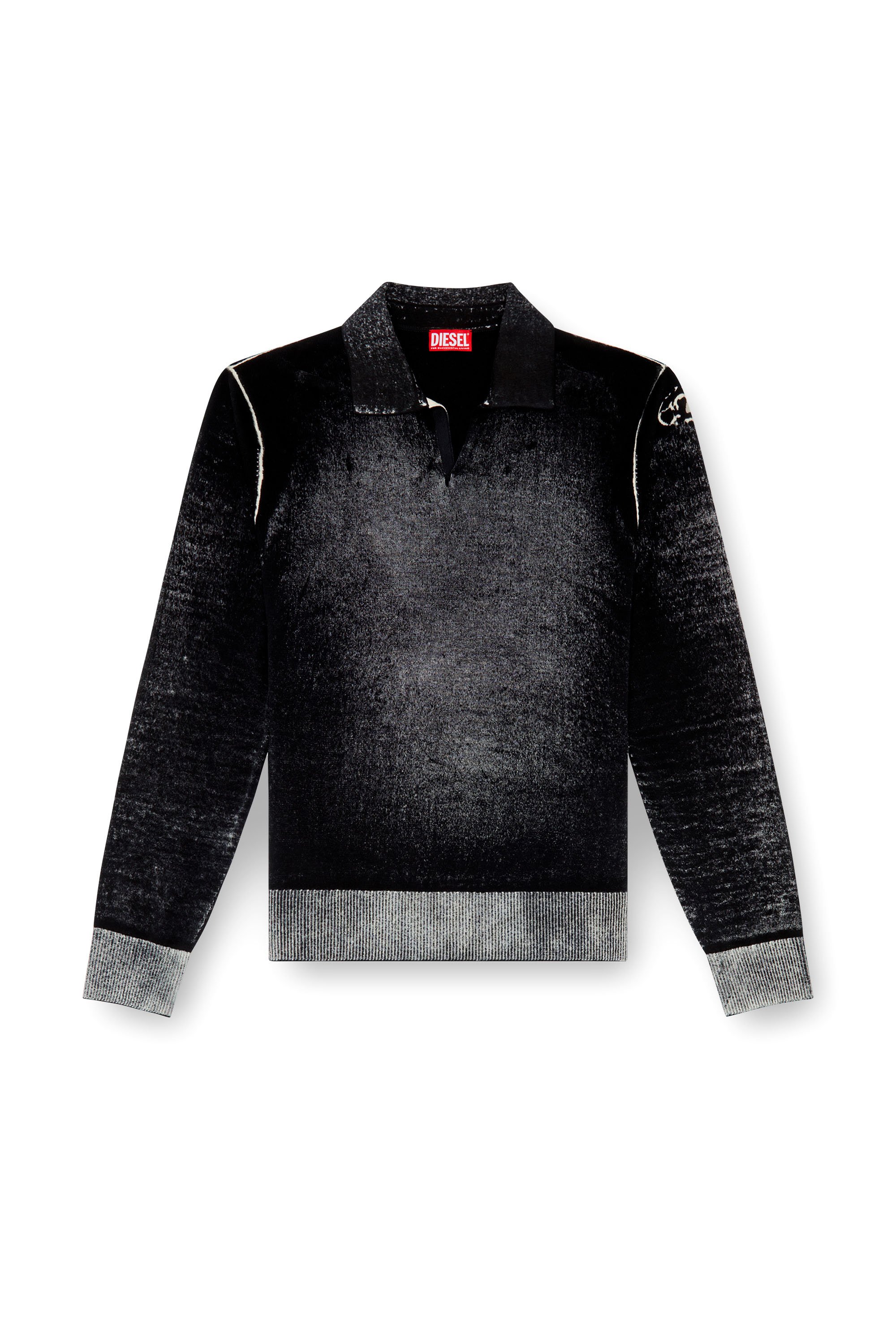 Diesel - K-LORENZO, Man's Reverse-print polo jumper in Black - 5