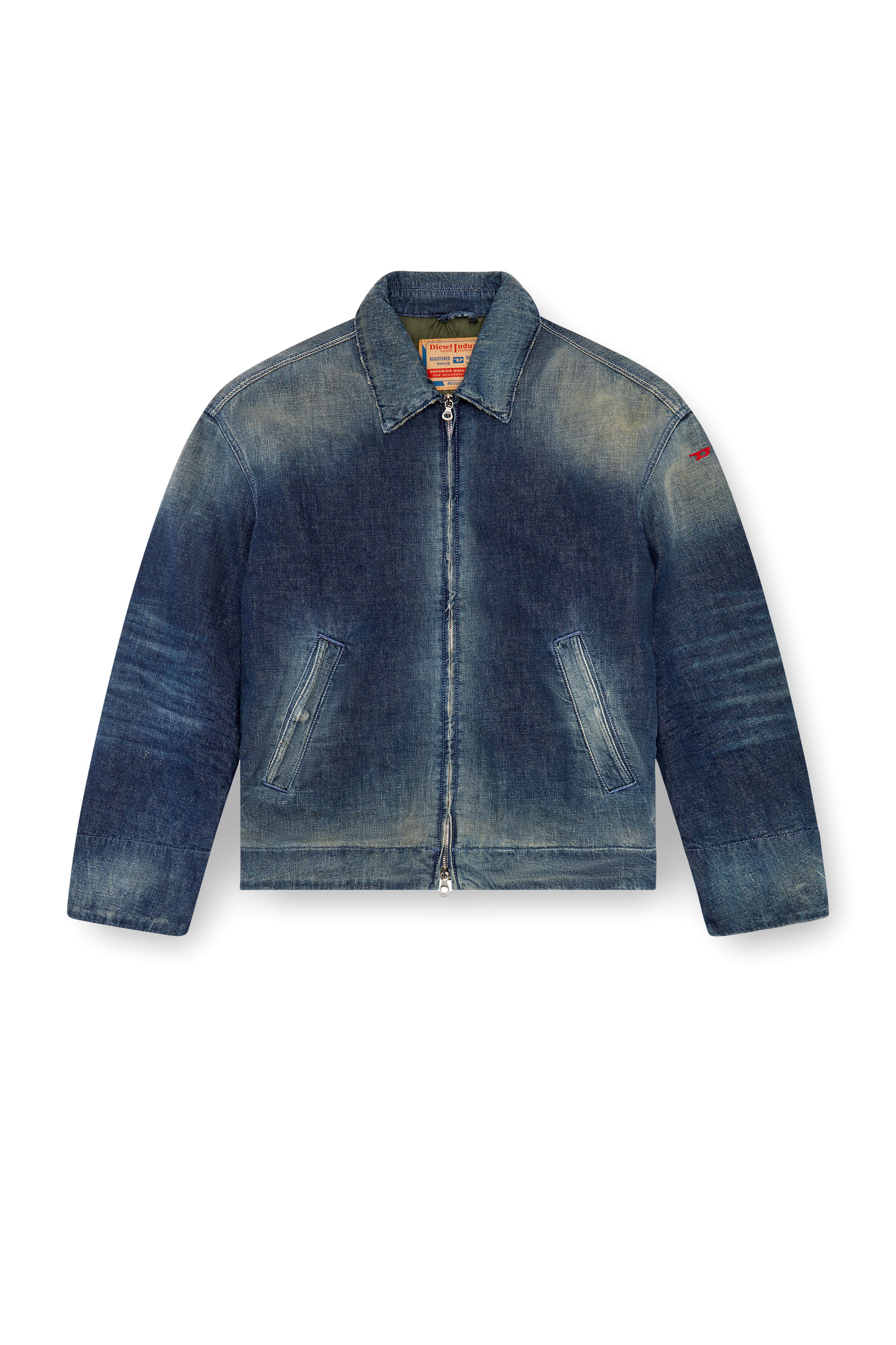 Diesel - D-STACK, Man's Padded jacket in utility-style denim in Dark Blue - 5