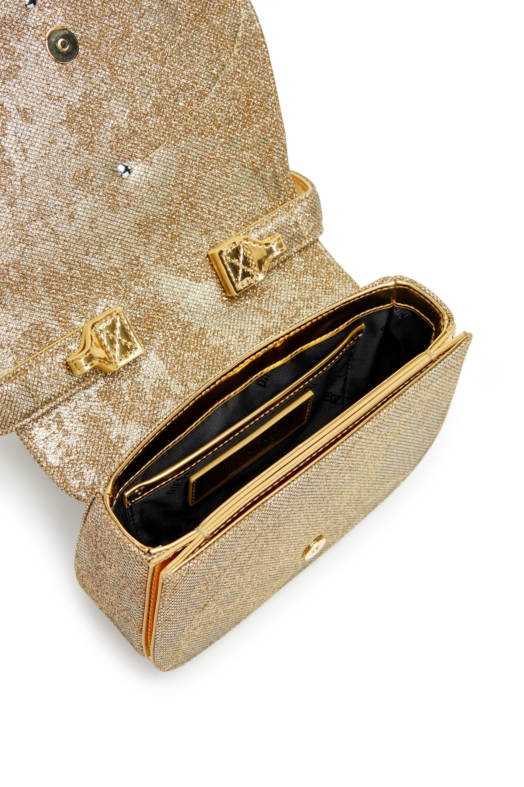 Diesel - 1DR, Woman's 1DR-Iconic 1DR bag in glitter-camo Lurex in Gold - 4