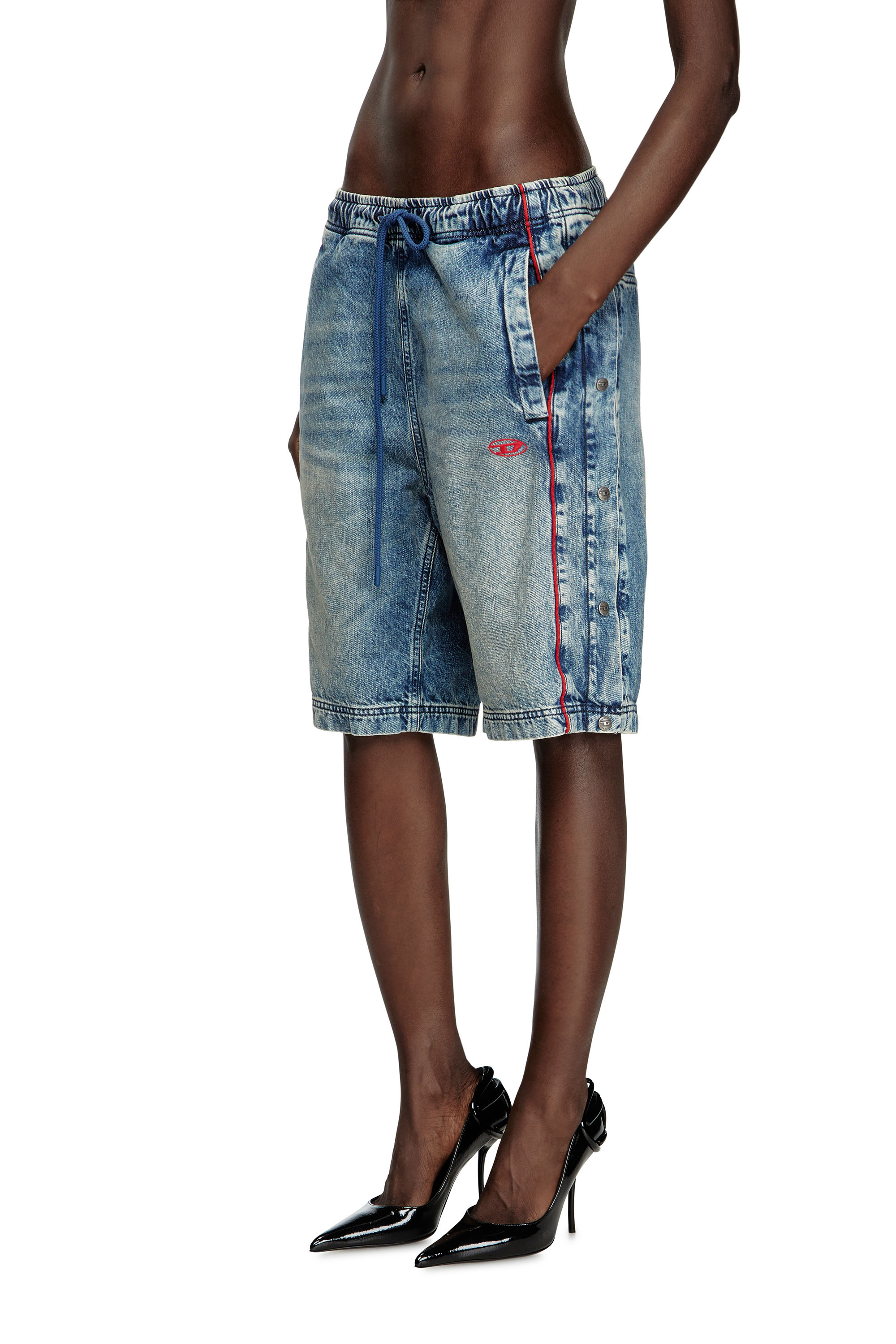 Diesel - D-AXFOR-SHORT-S, Unisex's Denim shorts with red piping in Medium blue - 6