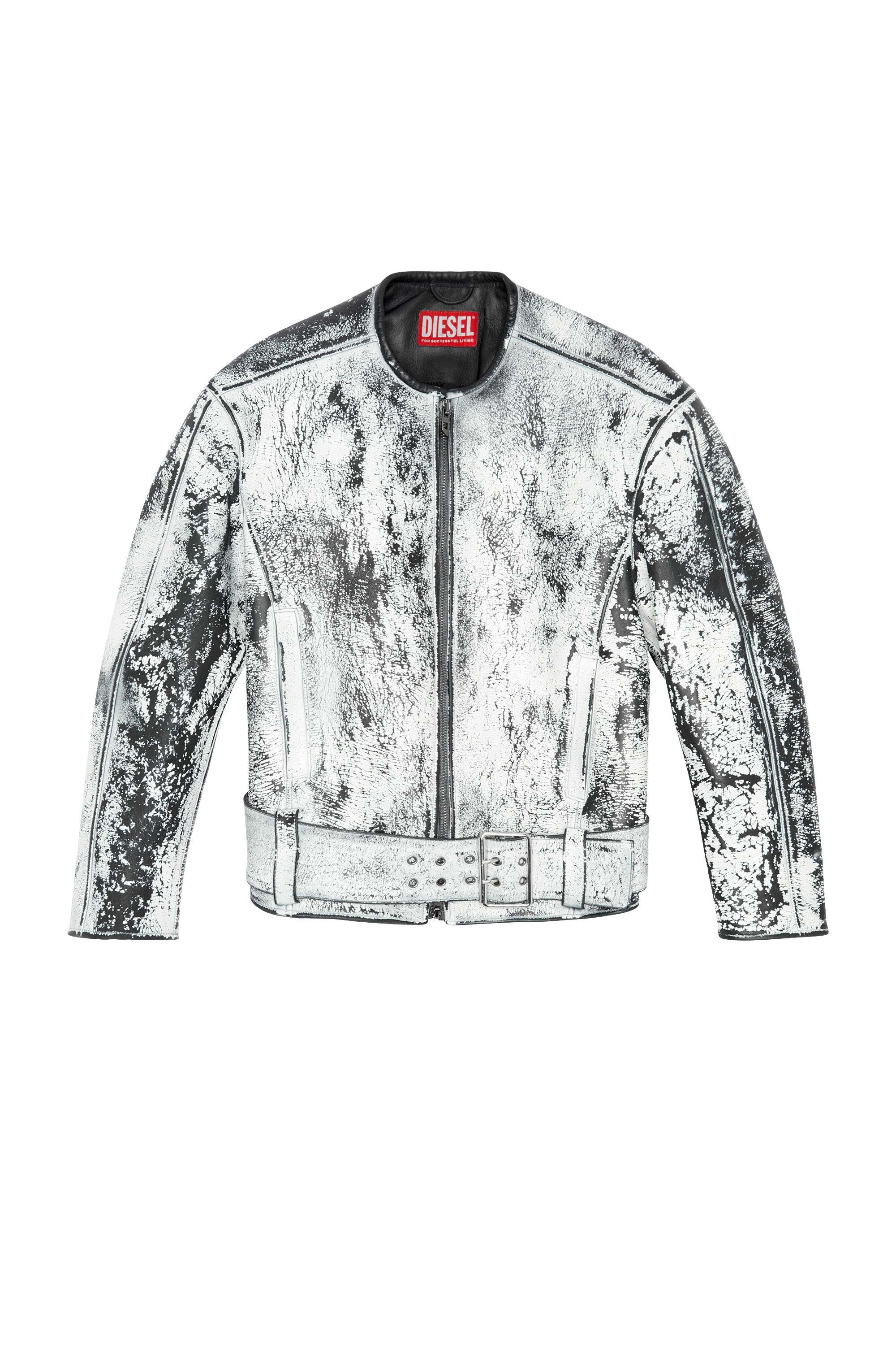 Men's Oversized biker jacket in treated leather | Multicolor