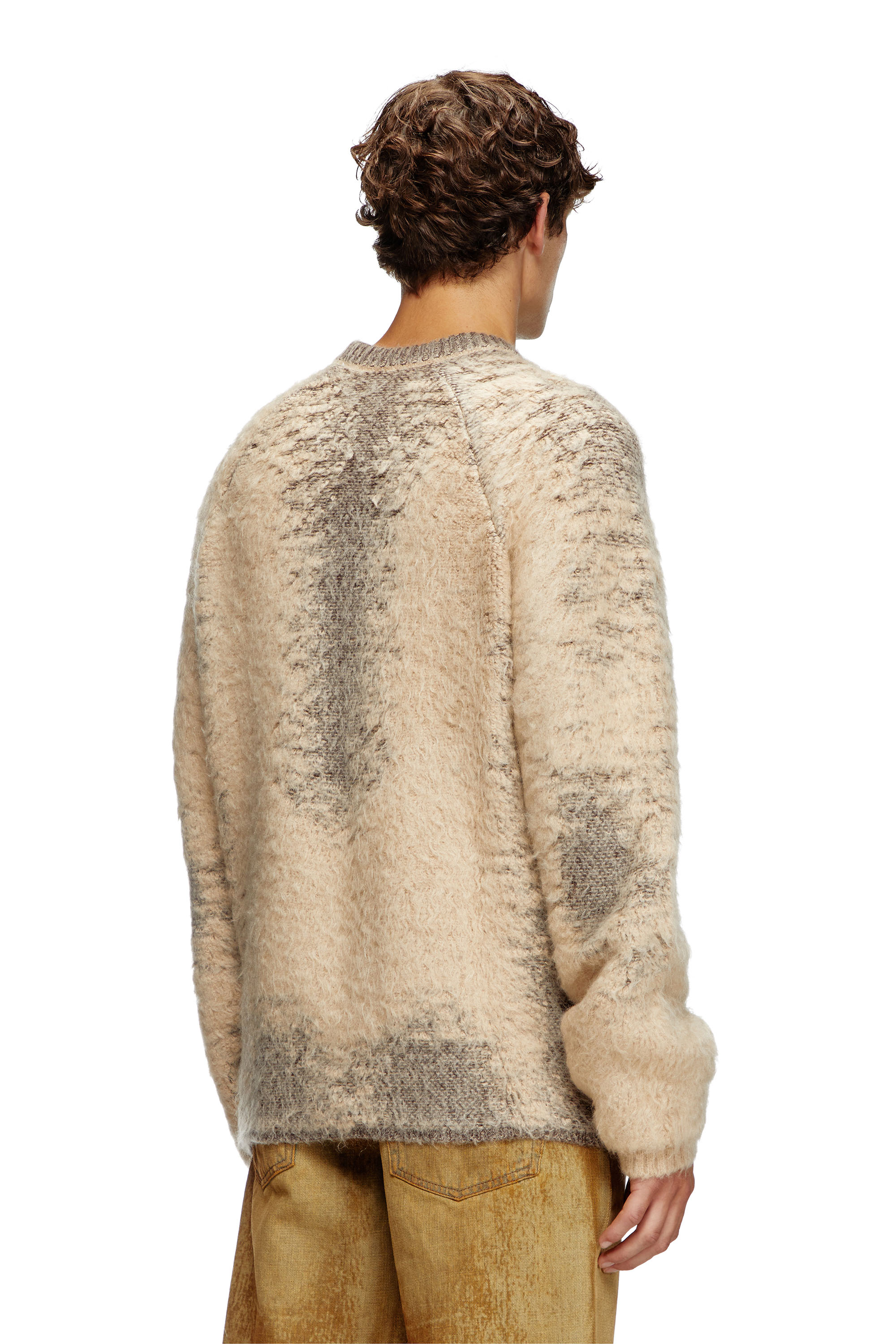 Diesel - K-PENNAC, Man's Mohair-blend jumper with sweat effects in Beige - 3