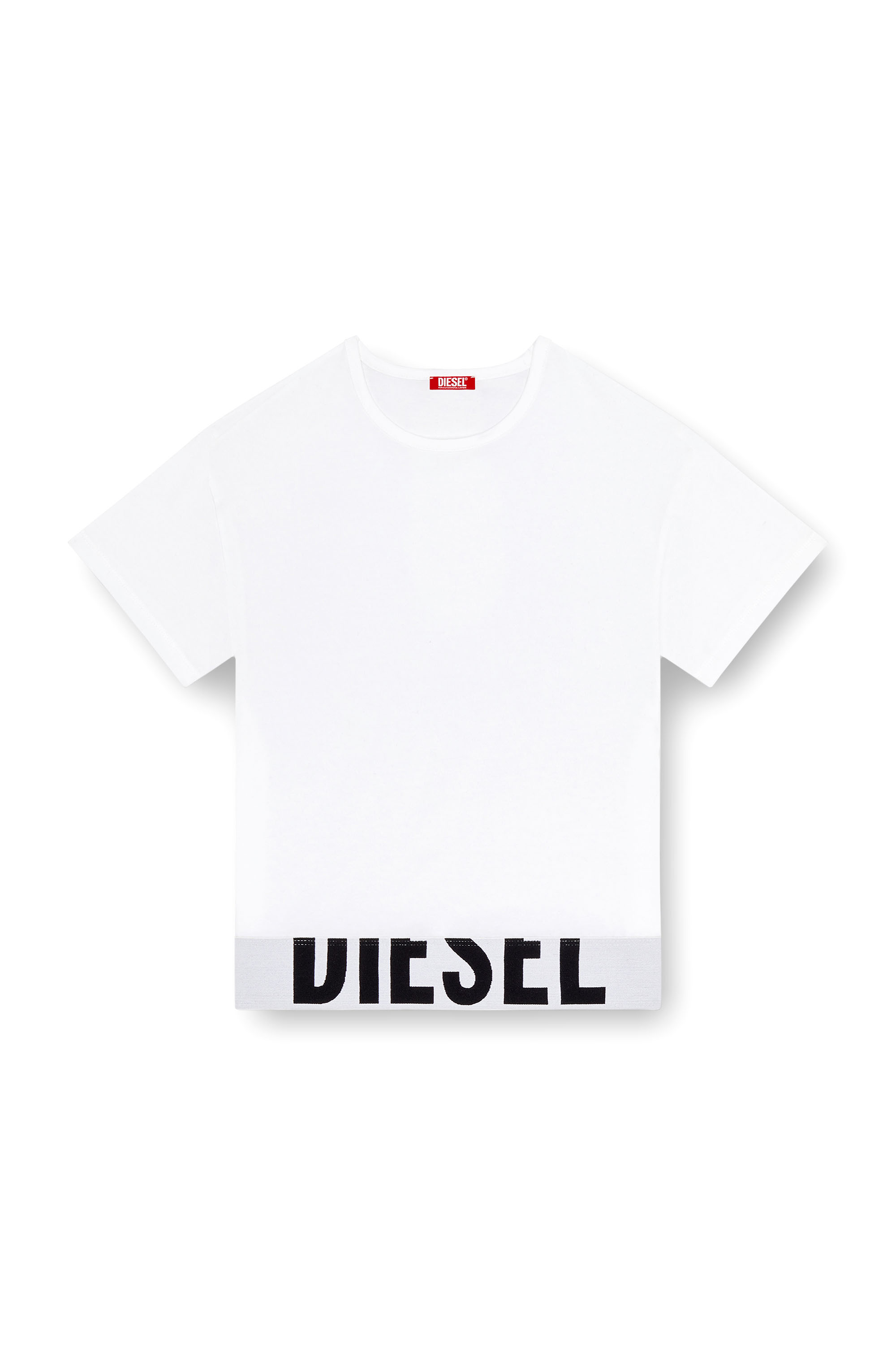DIESEL　WOMEN'S　T-SHIRT　L　A05033　LOGO　白新品 T-REG-DIV Woman: T-shirt with logo patches | Diesel