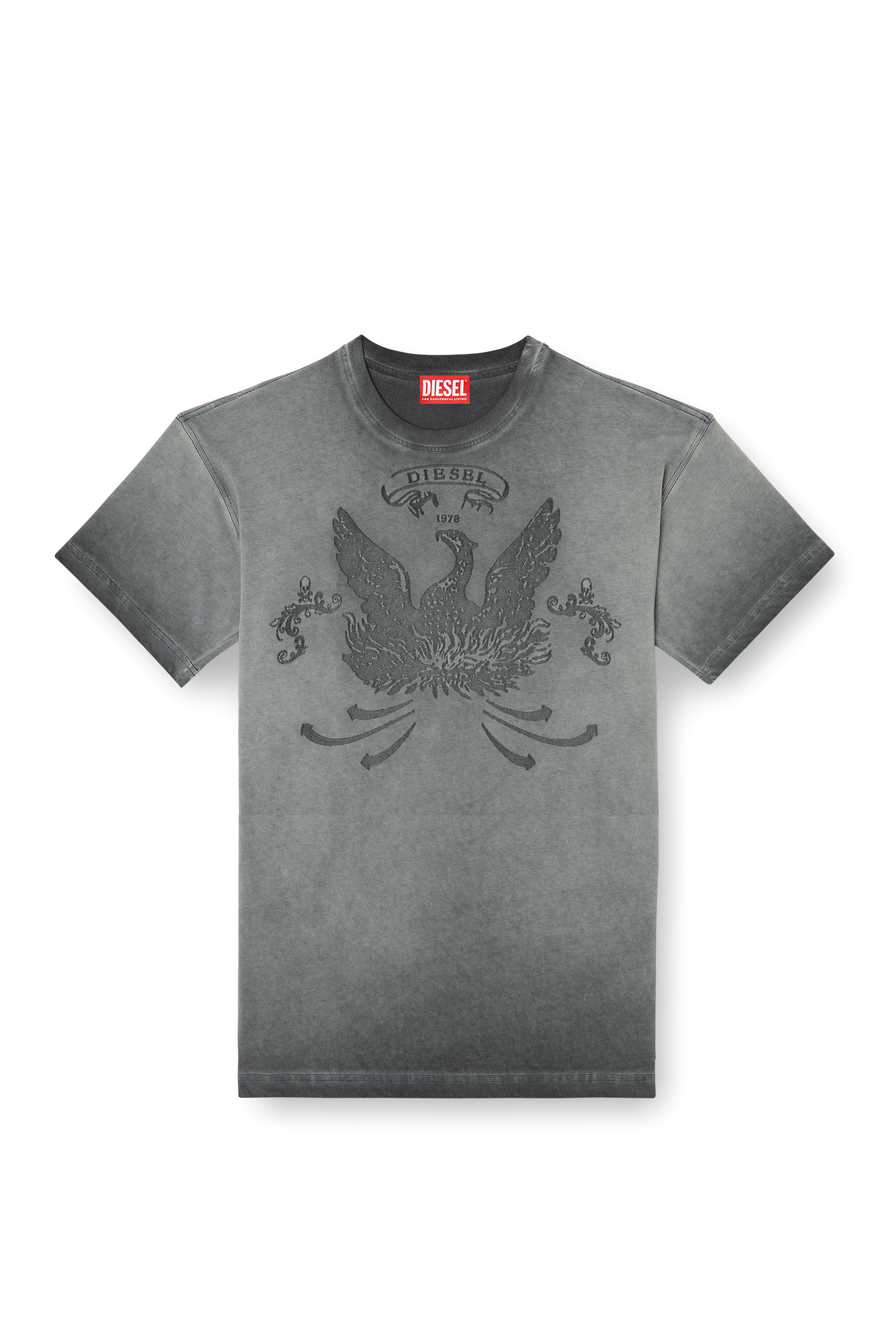 Diesel - T-NORM-T9, Camiseta con devoré de fénix Hombre in Gris - 3