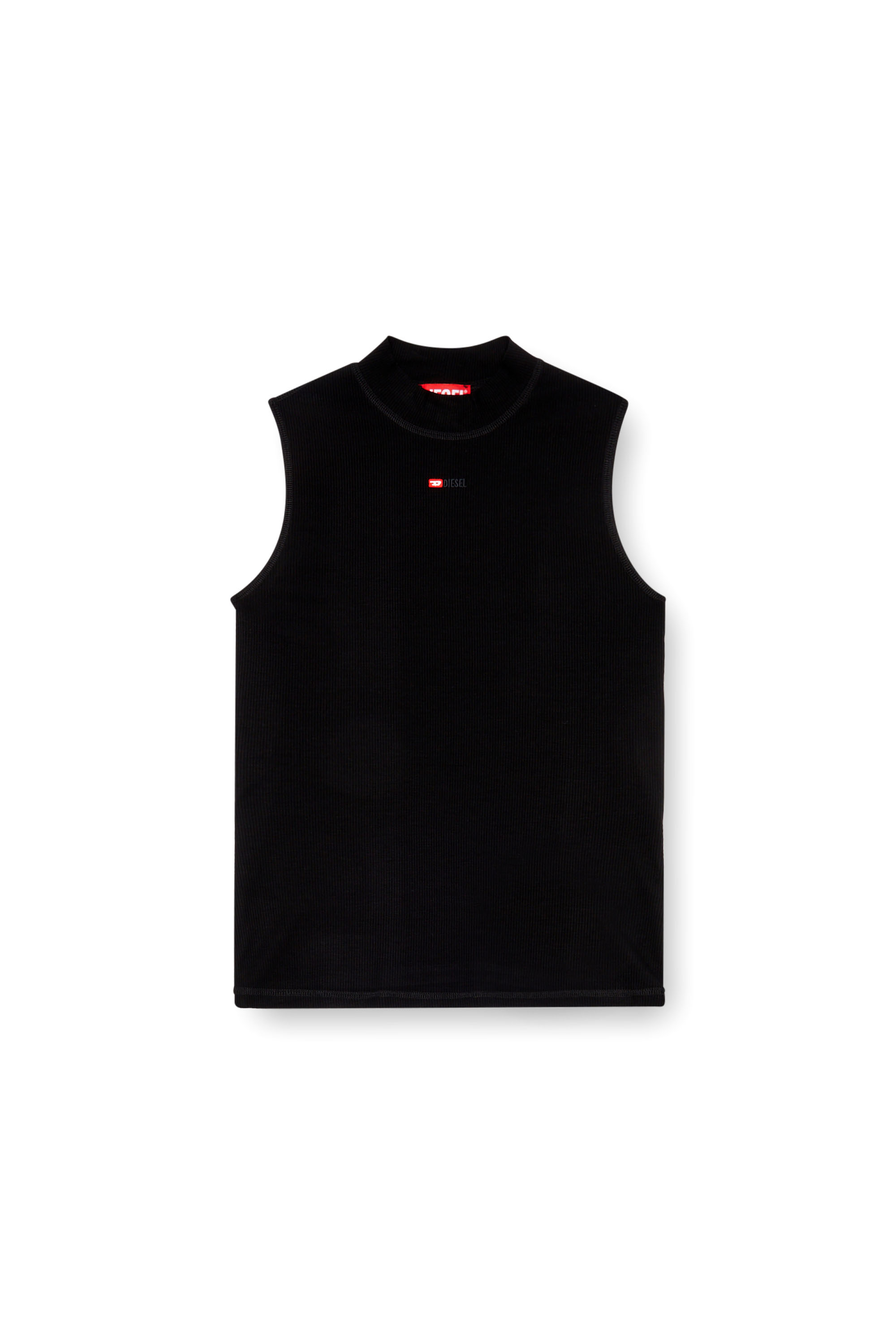 Diesel - T-MOKKY-SL-MICRODIV, Woman Ribbed tank top with mock neck in Black - Image 4