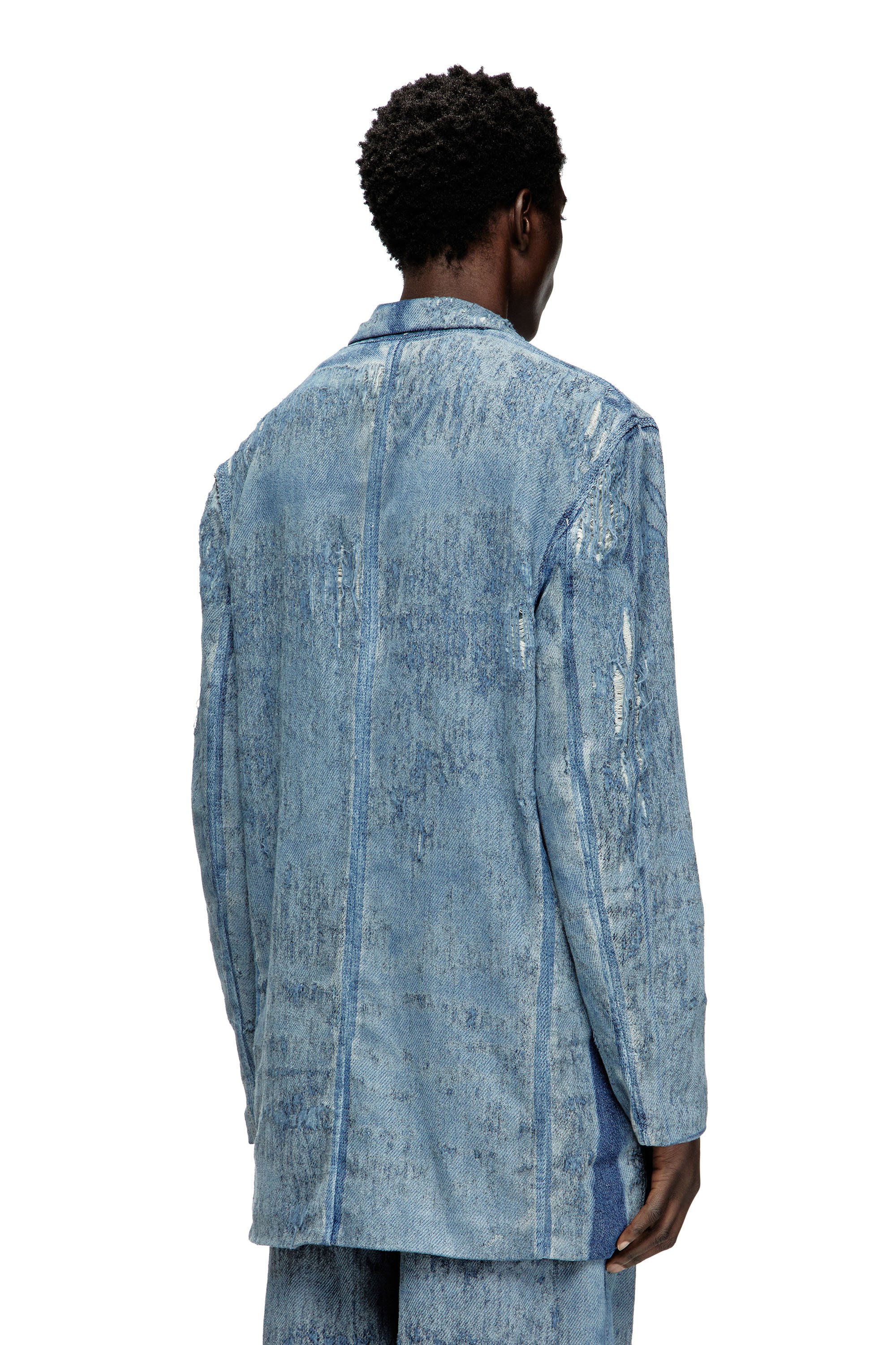 Diesel - D-PEKKA-FSG2, Unisex's Blazer in ultra-destroyed jacquard denim in Light Blue - 3