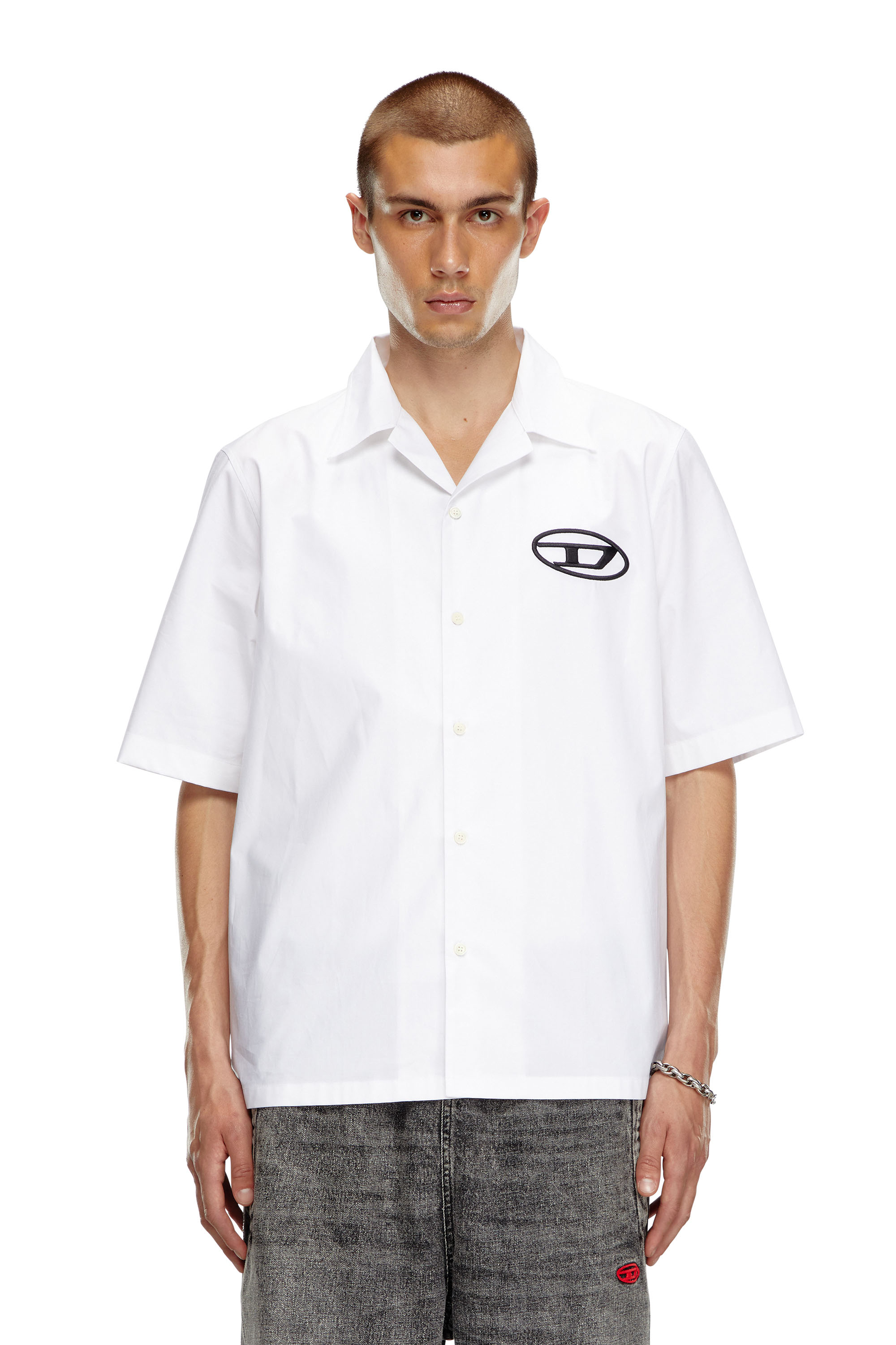 Diesel - S-MAC-C, Camisa de bolos con logotipo bordado Hombre in Blanco - 1