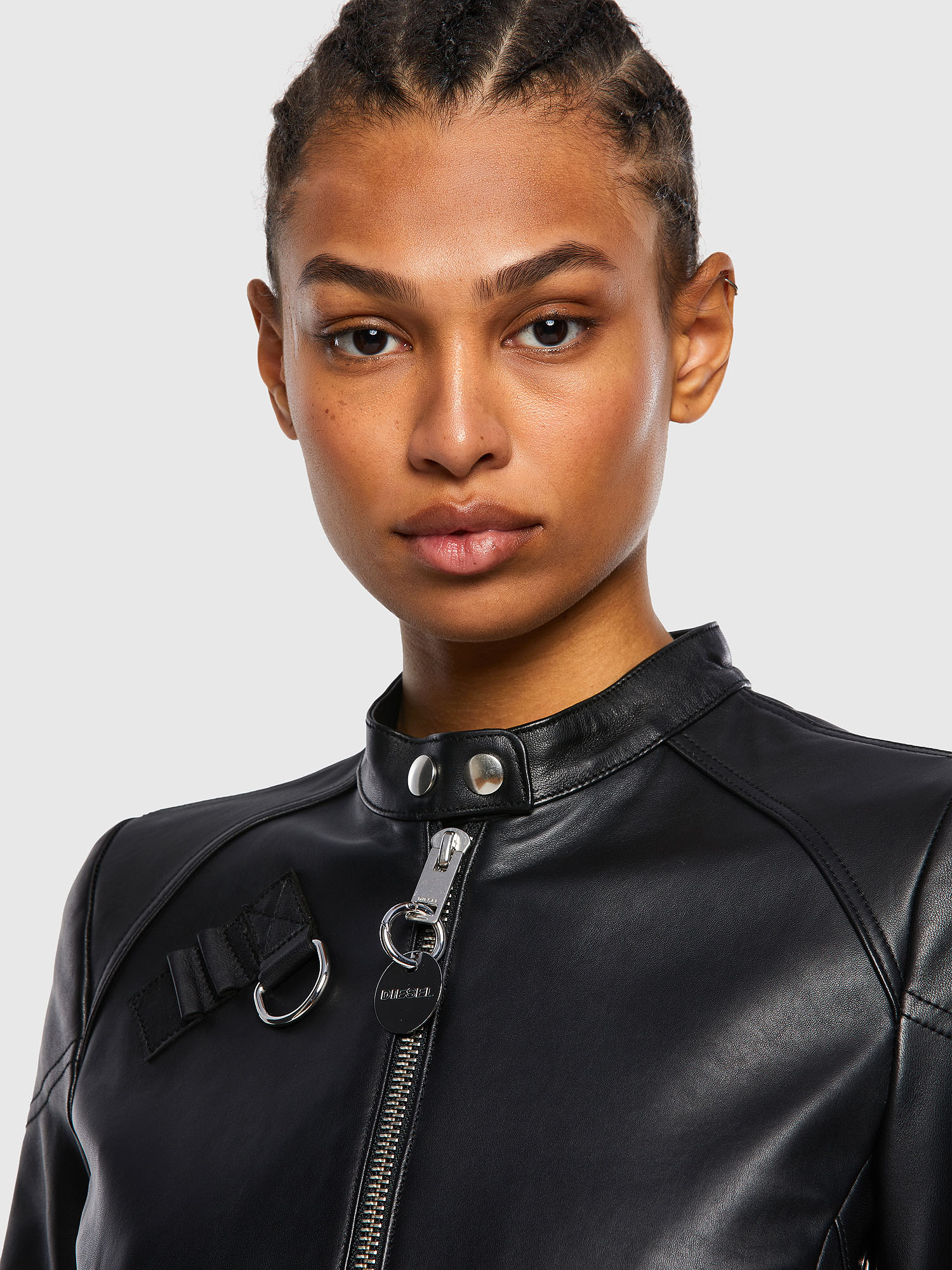 L-SUZA Woman: Leather biker jacket with quilting | Diesel