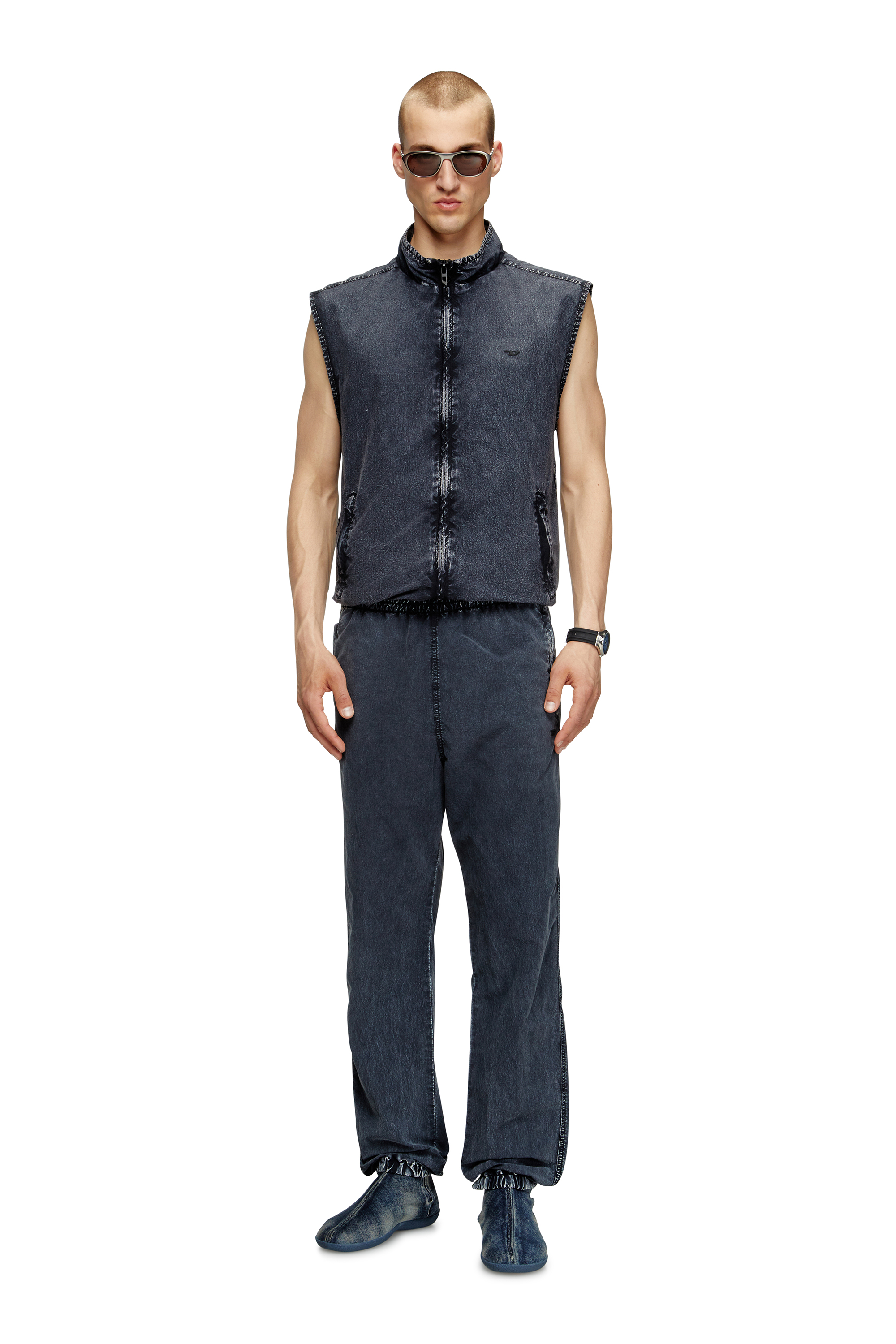 Diesel - J-ERB, Chaleco en taslan de nailon reciclado Hombre in Azul marino - 2