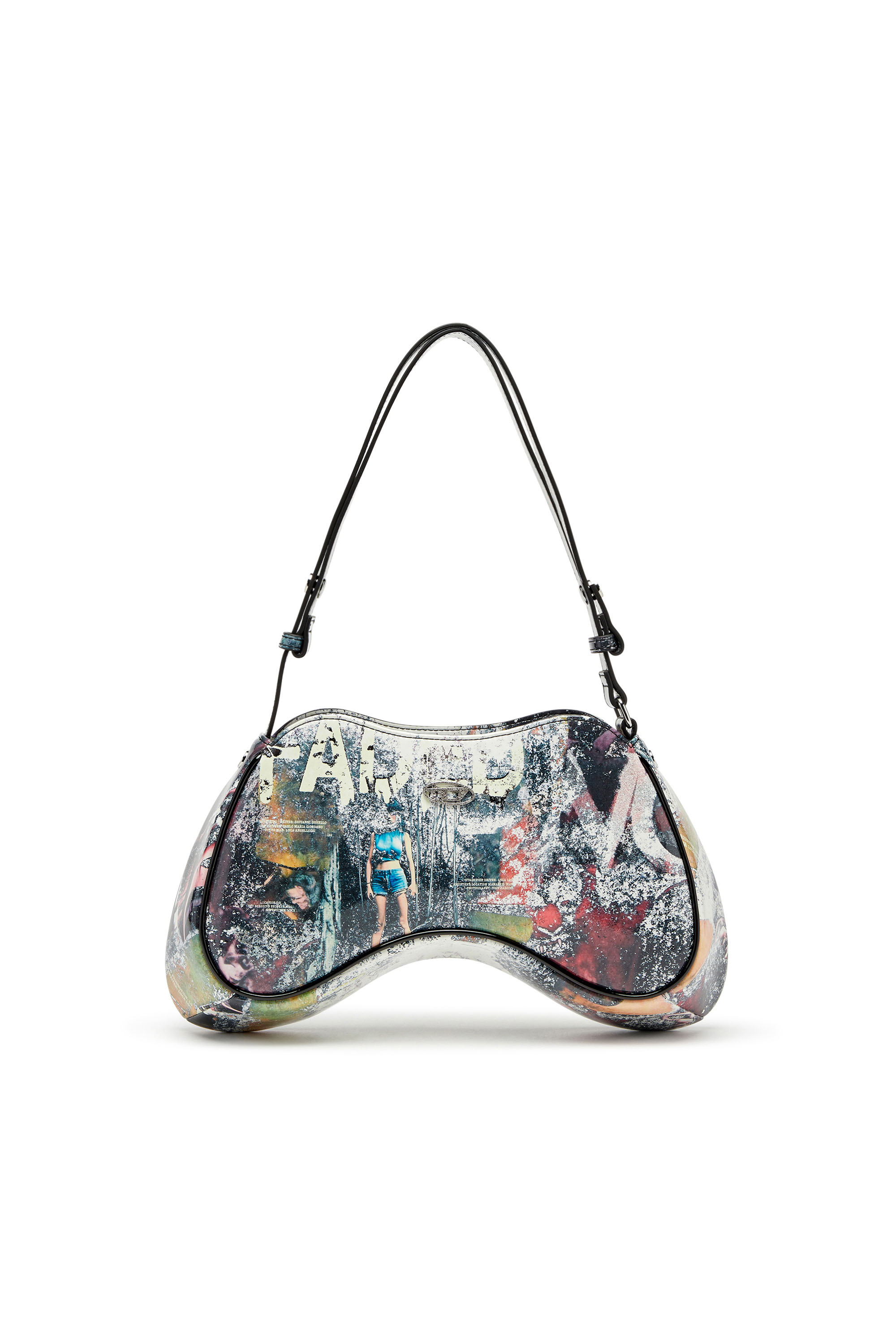 Diesel - PLAY SHOULDER, Woman's Play-Shoulder bag in poster-print PU in Multicolor - 1