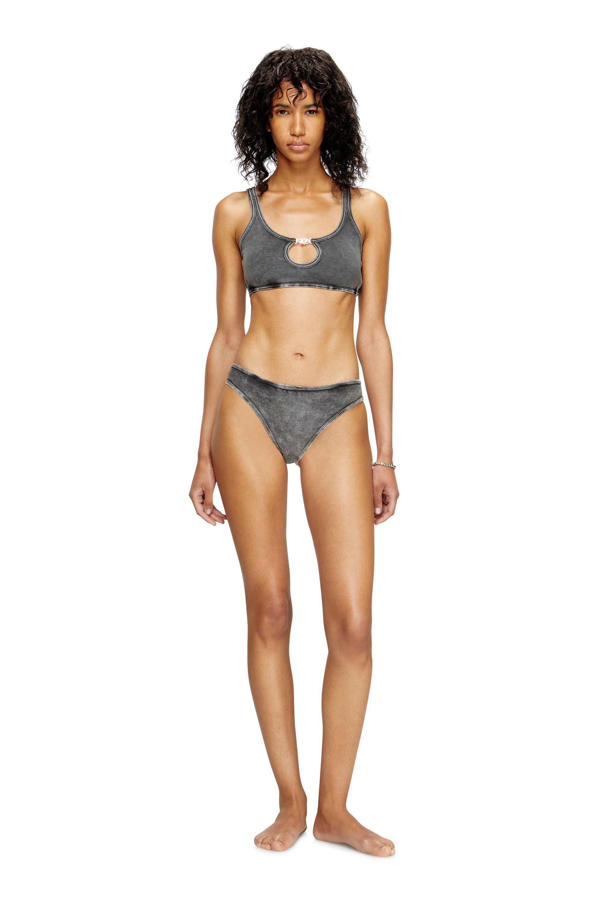 Women's Ribbed bralette with Oval D plaque | Black | Diesel