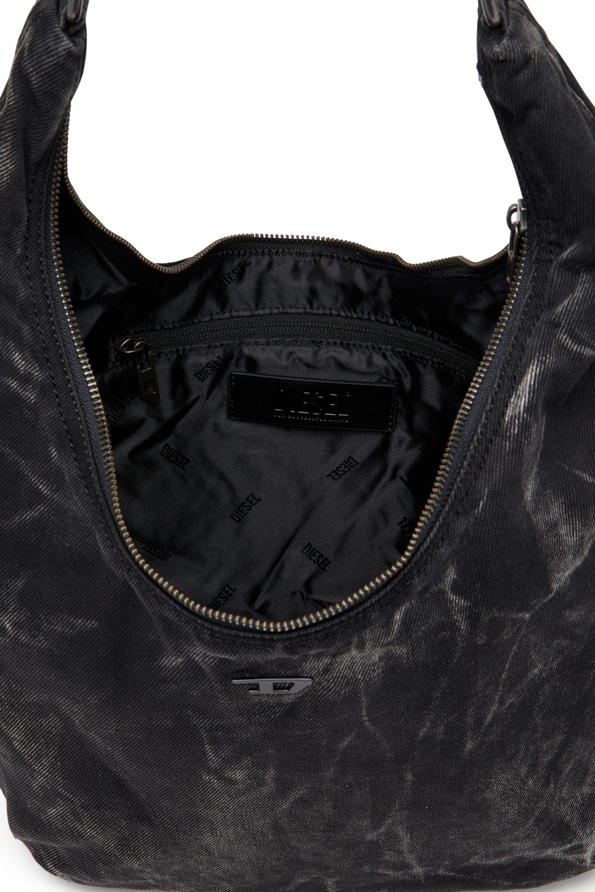 Diesel - RAVE HOBO X, Unisex's Rave - Hobo denim bag with zipper in Black - 4