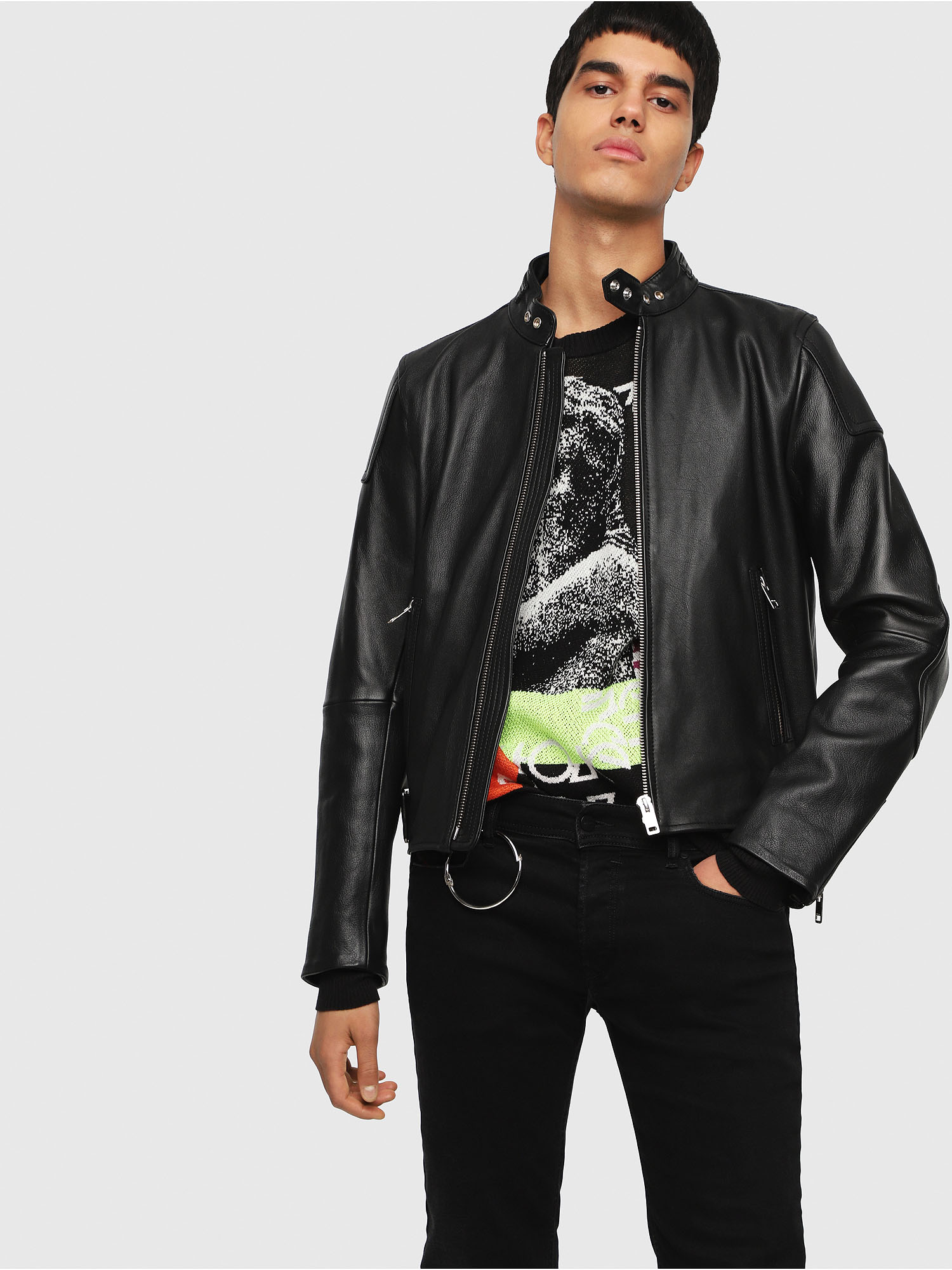 Vintage Biker Jacket With Racer Patches