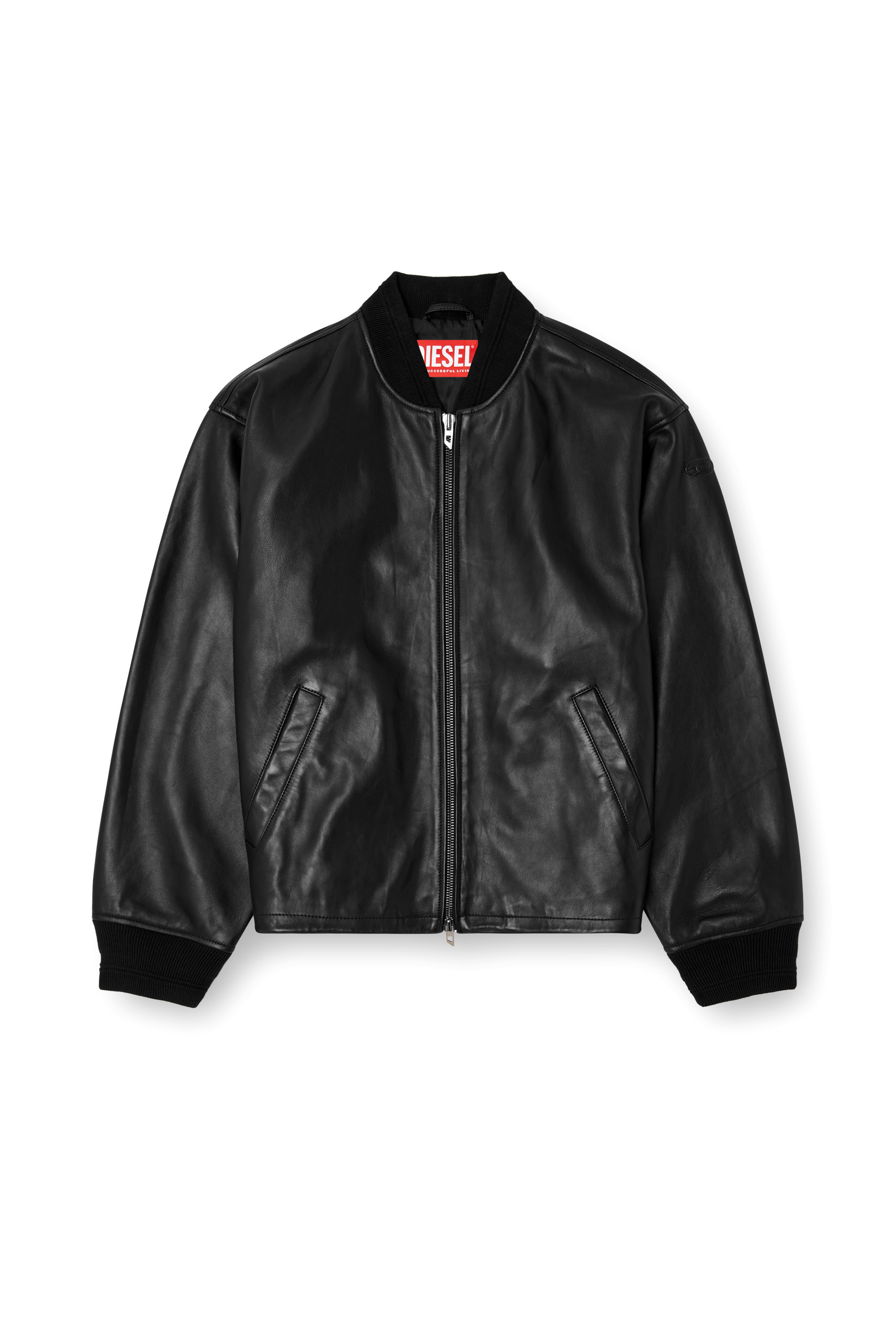 Diesel - L-KHAT, Chaqueta bomber de cuero encerado Hombre in Negro - 5