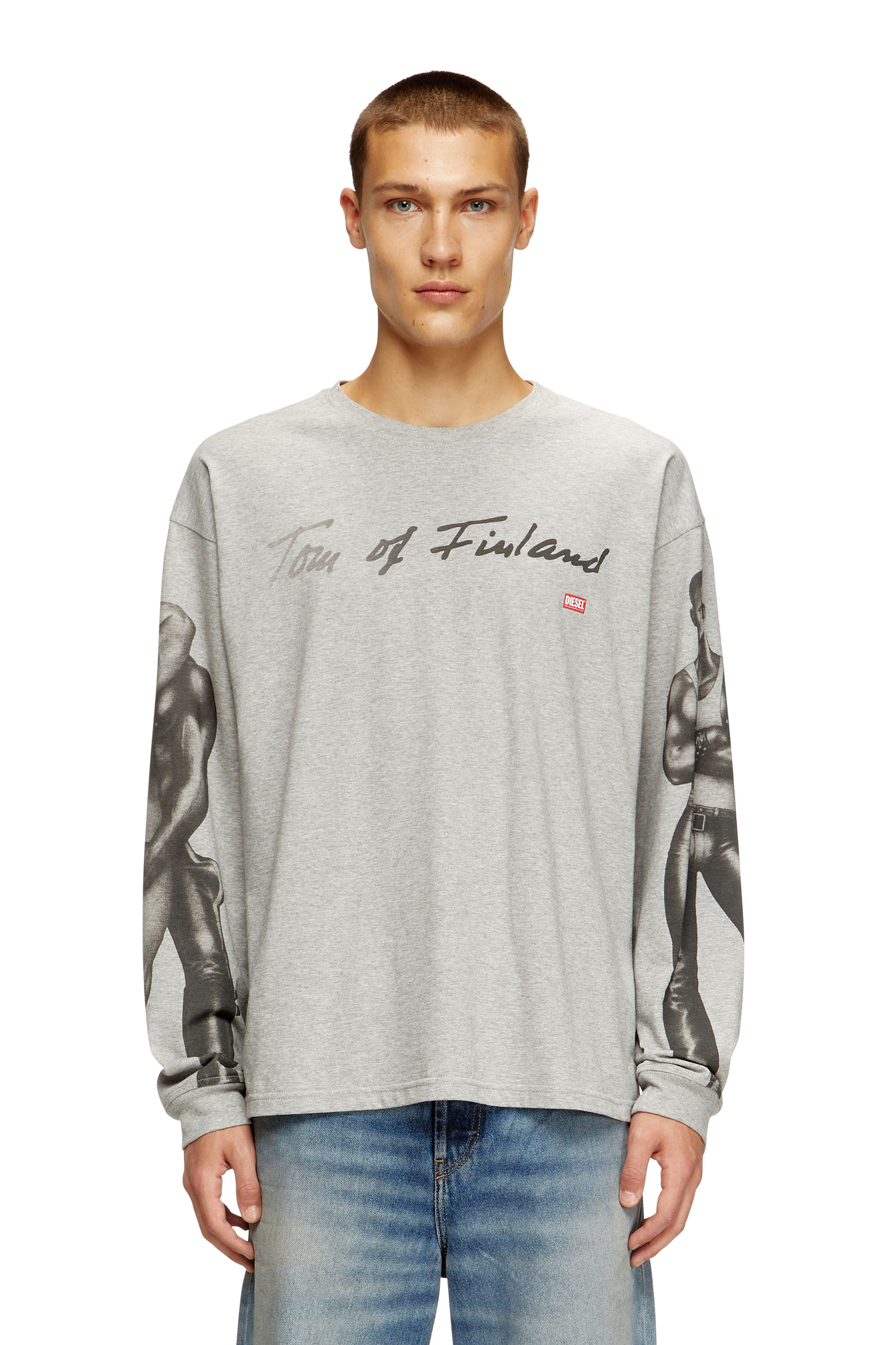 Diesel - PR-T-BOXT-LS-TOM25, Camiseta de manga larga con estampado gráfico Unisex in Gris - 1