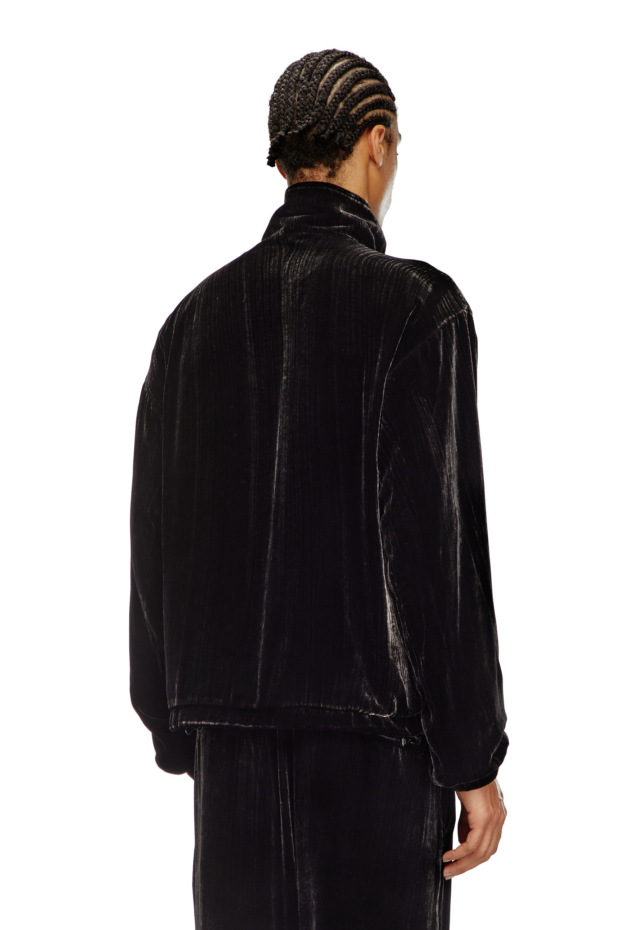 Diesel - J-SALFORD, Man Treated silk-blend velvet jacket in Black - Image 3