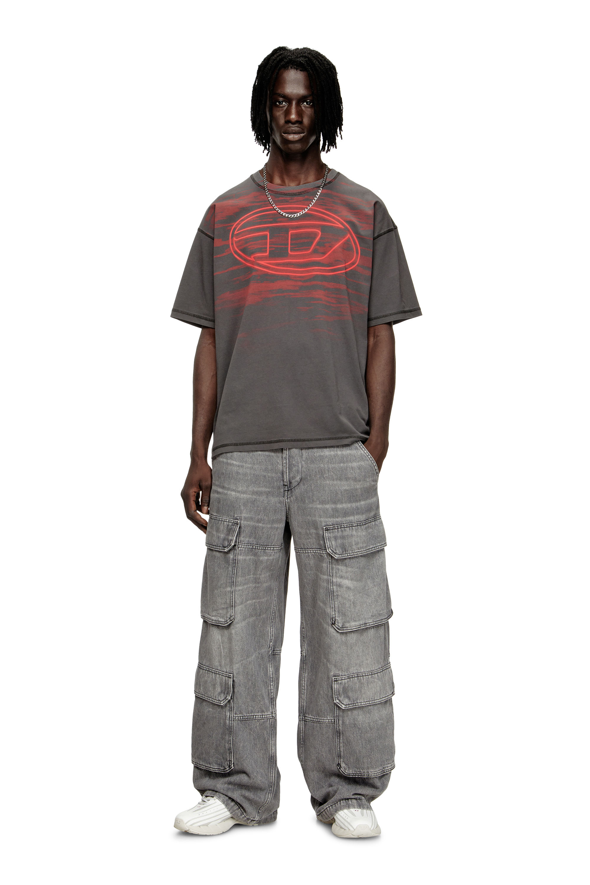 【Sサイズ】DIESEL Tシャツ Men's T-shirt with floating strands | Black | Diesel