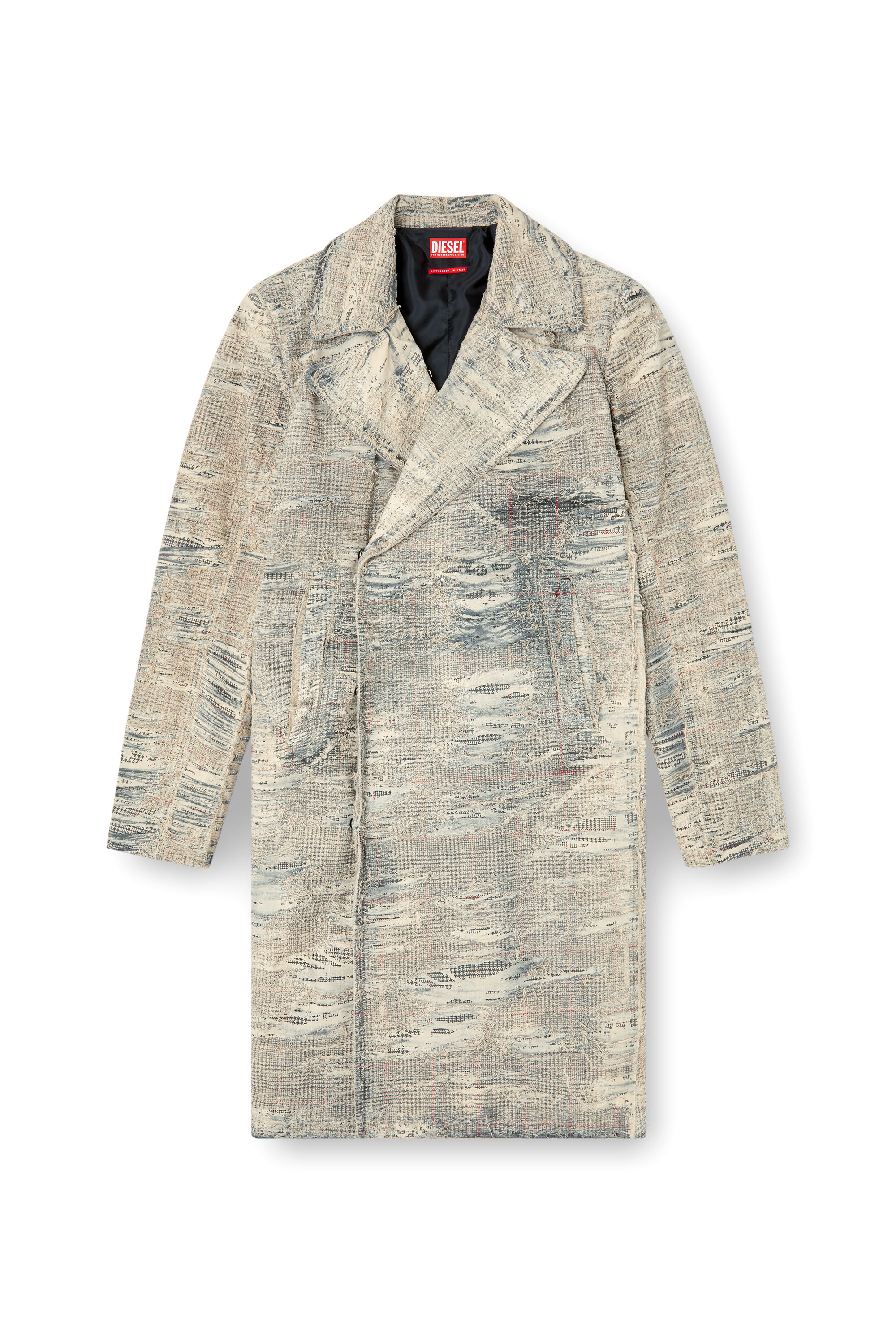 Diesel - D-ISCO-FSG, Man's Coat in distressed Prince of Wales denim in Grey - 6