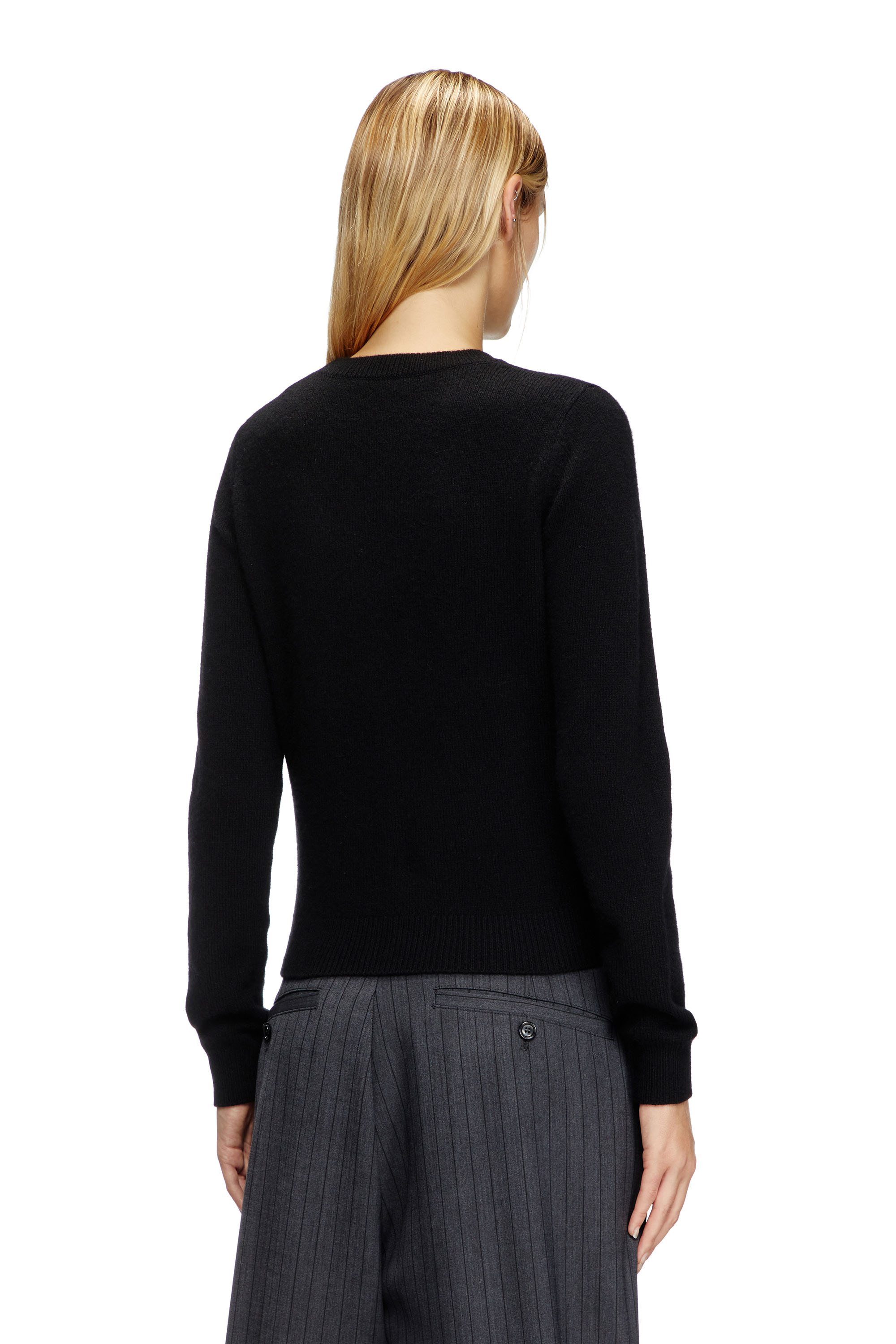 Diesel - M-AREESA-SLIM, Woman's Cashmere-blend jumper with cut-out logo in Black - 3