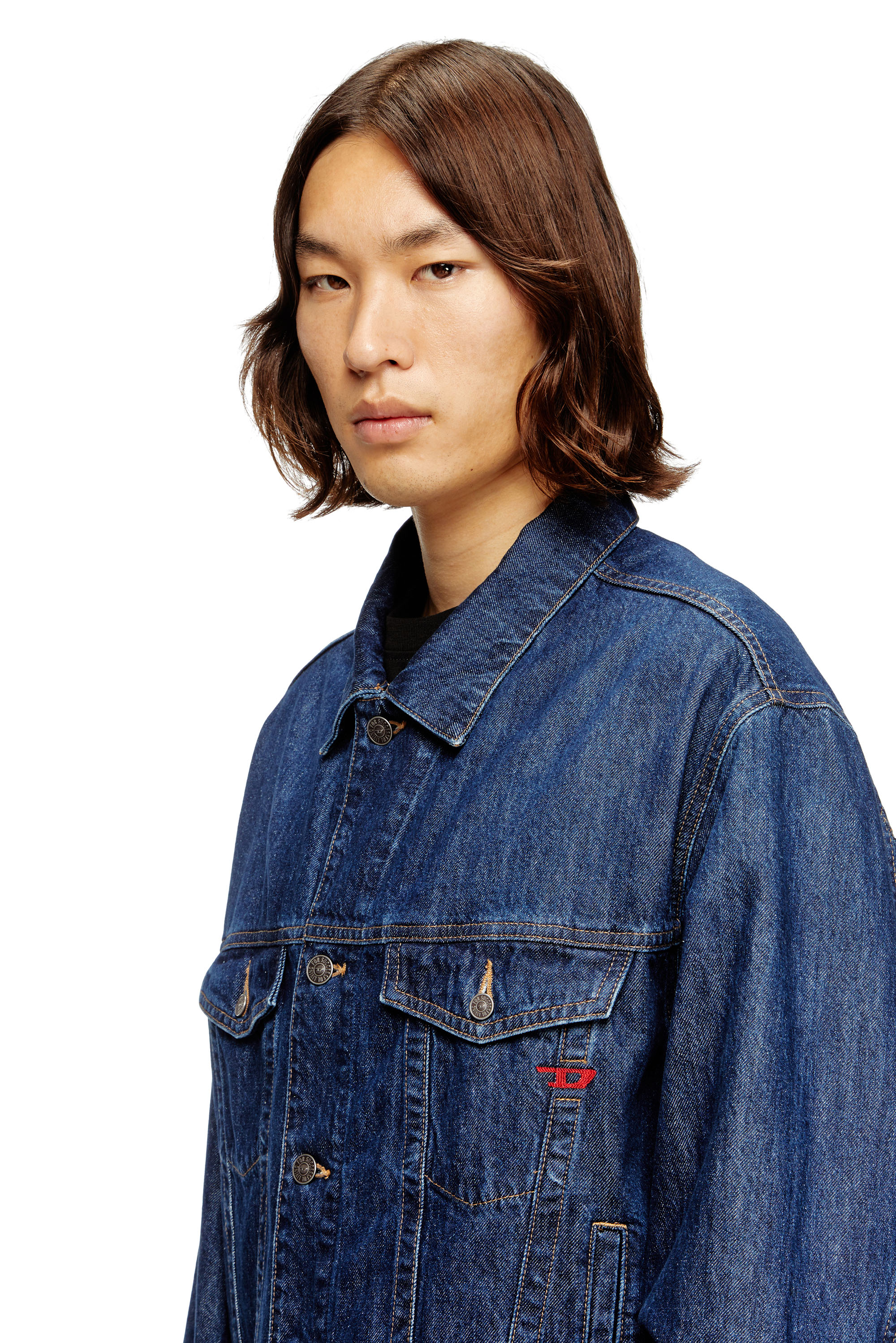 Diesel - D-RANGER, Chaqueta trucker de denim DNA Unisex in Azul marino - 4