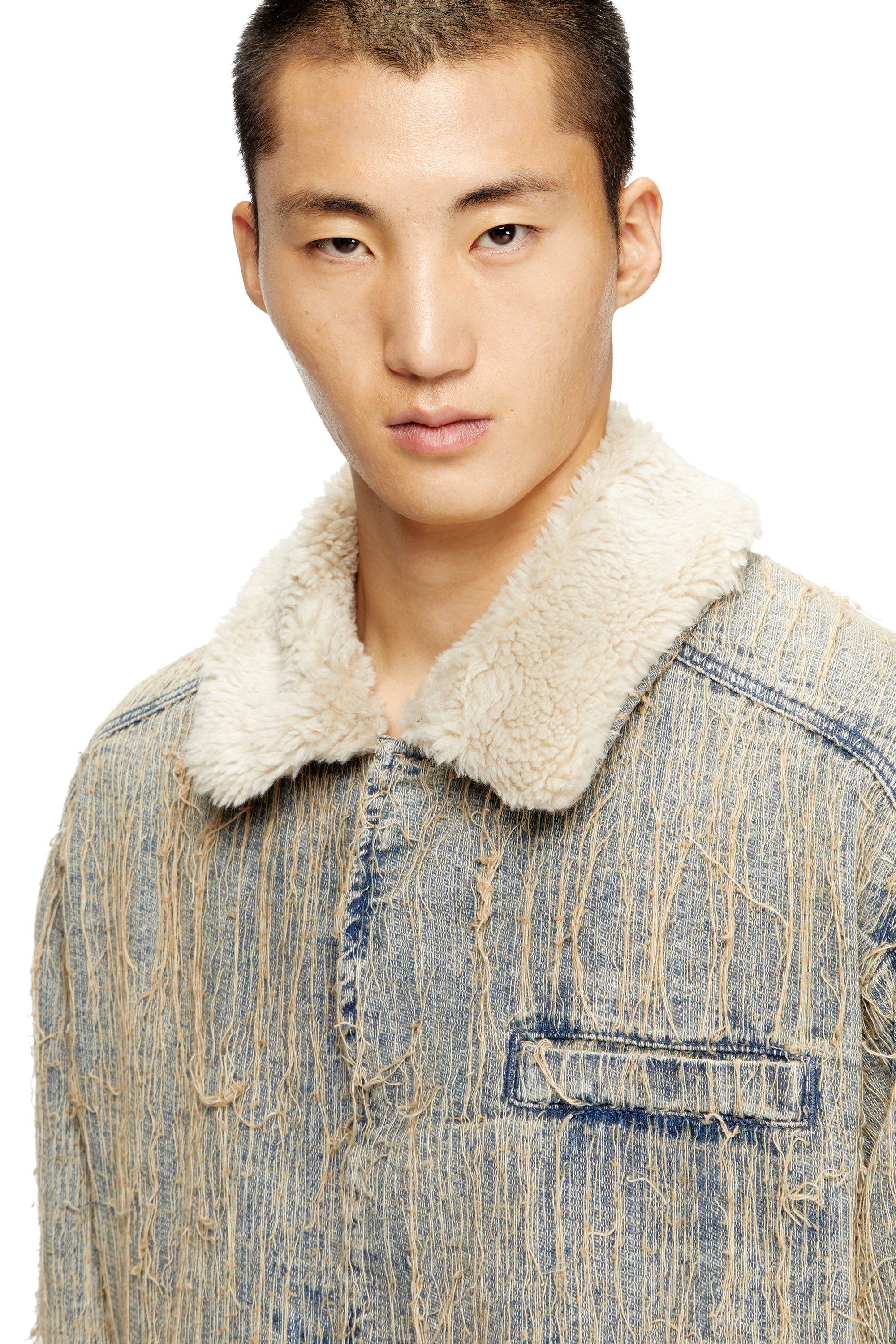 Diesel - D-IVAR-S, Man's Jacket in floating-thread jacquard denim in Light Blue - 4
