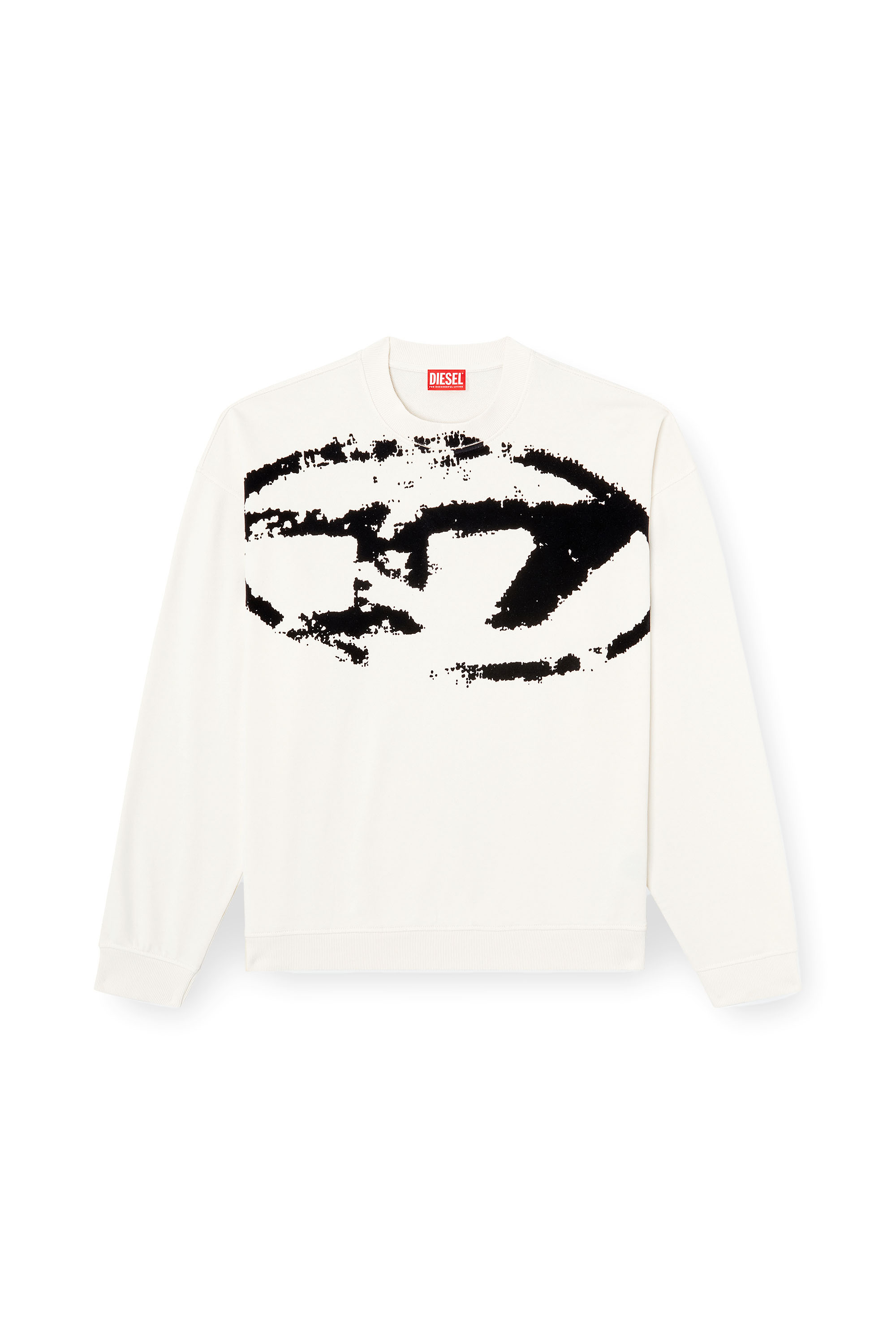 Diesel - S-BOXT-N5, Man's Sweatshirt with distressed flocked logo in White/Black - 4