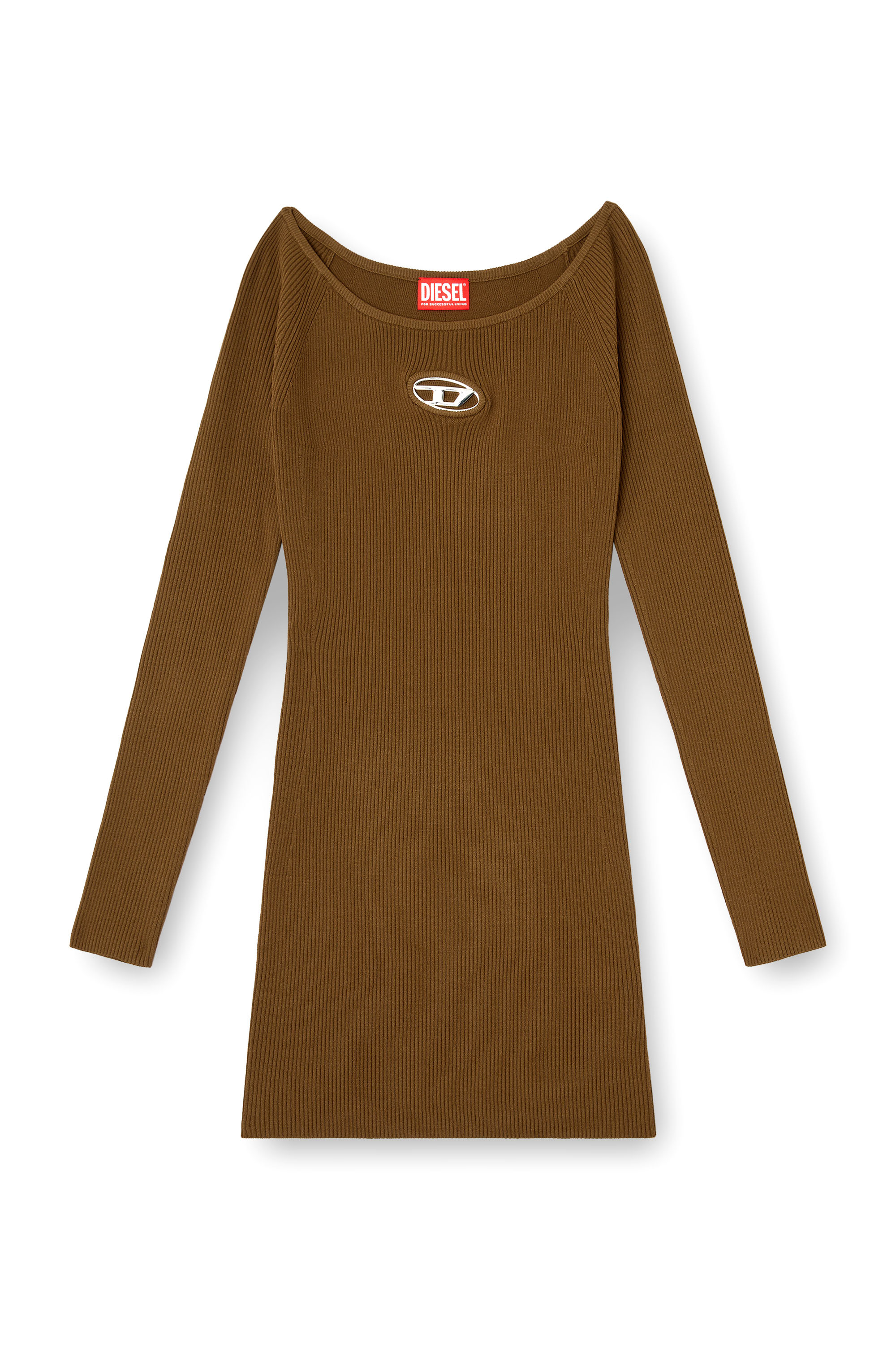 Diesel - M-VERA, Vestido con escote de hombros descubiertos de tejido en canalé Mujer in ToBeDefined - 3