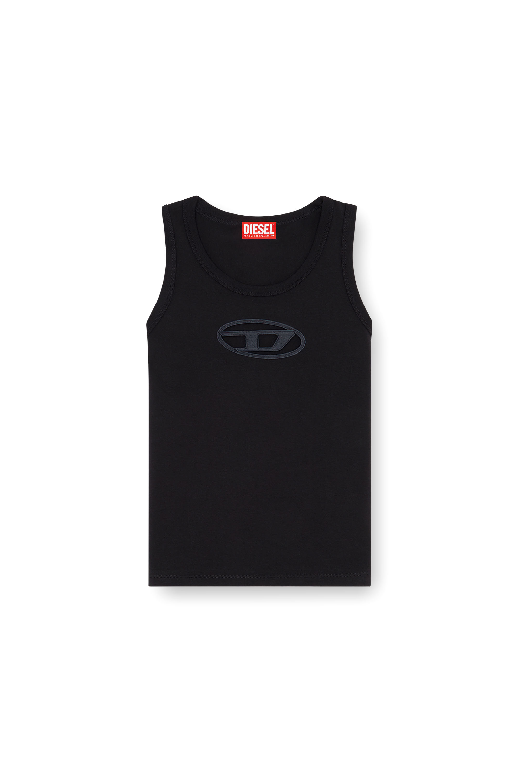 Diesel - T-LYNYS-OD, Mujer Camiseta sin mangas con logotipo Oval D recortado in Negro - Image 3