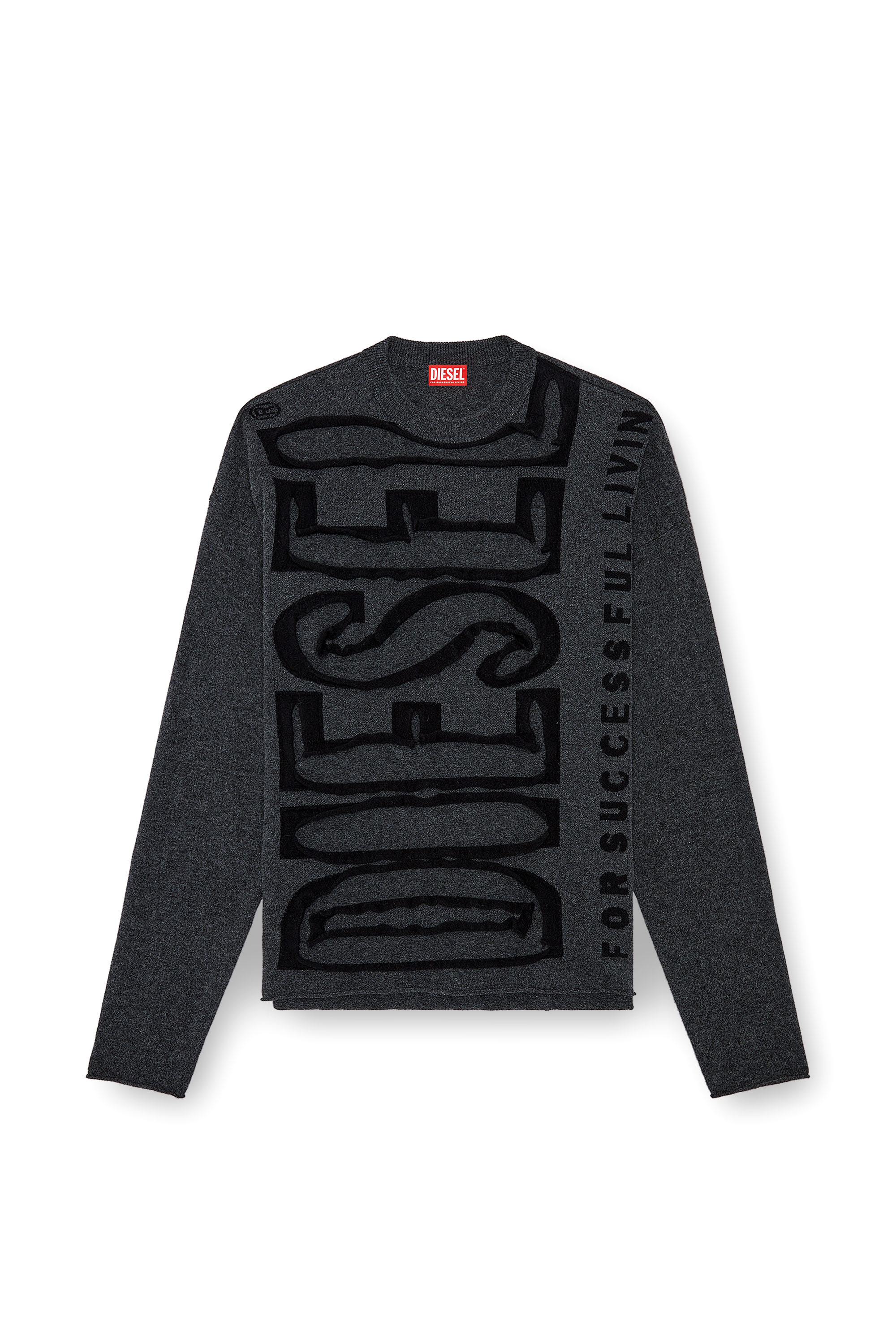 Diesel - K-FLOYD, Hombre Jersey de lana con Super Logo despegado in Gris - Image 5