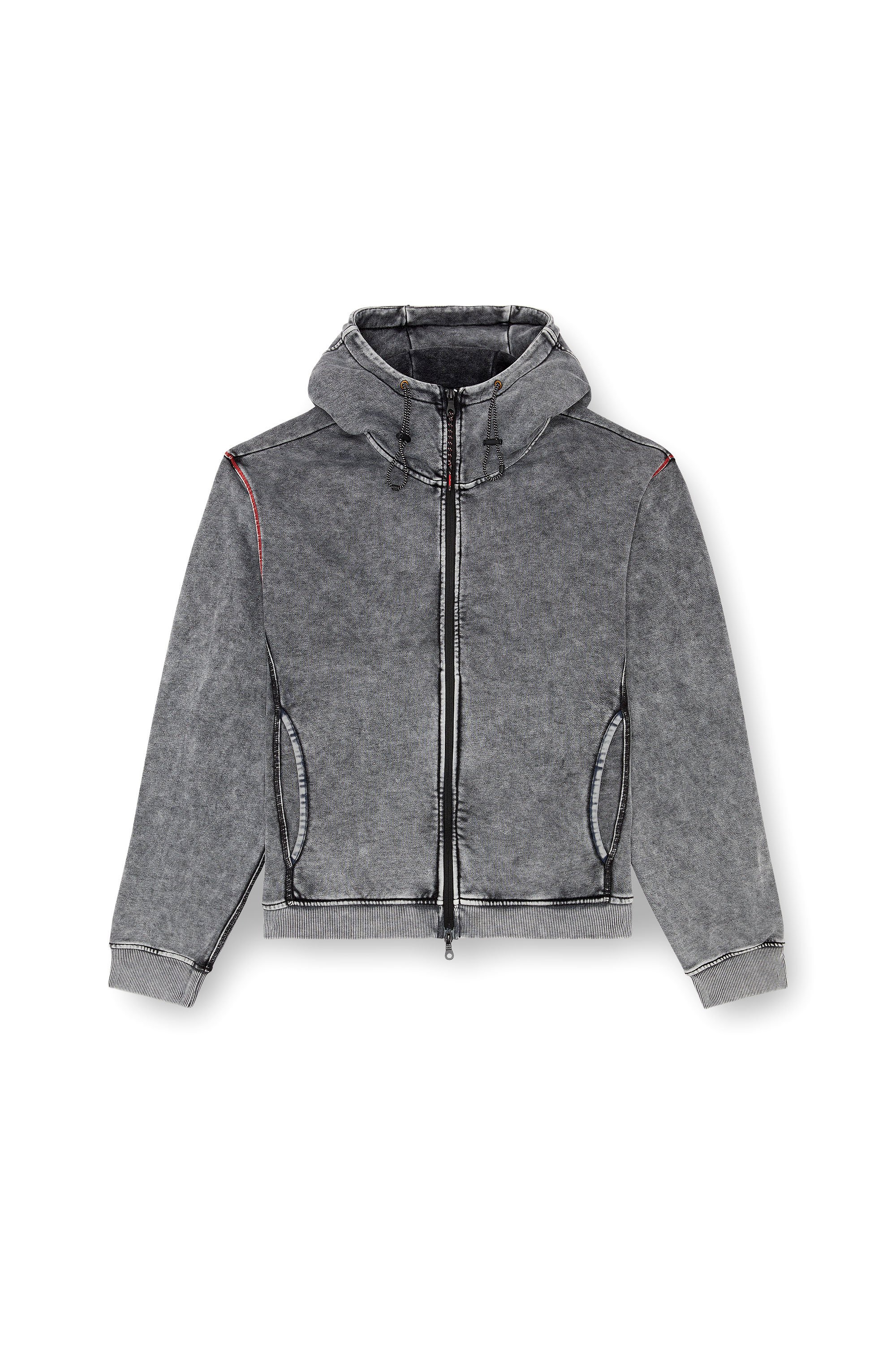 Diesel - AMST-TRANE-HT48, Man Faded hoodie with zip back in Grey - Image 5
