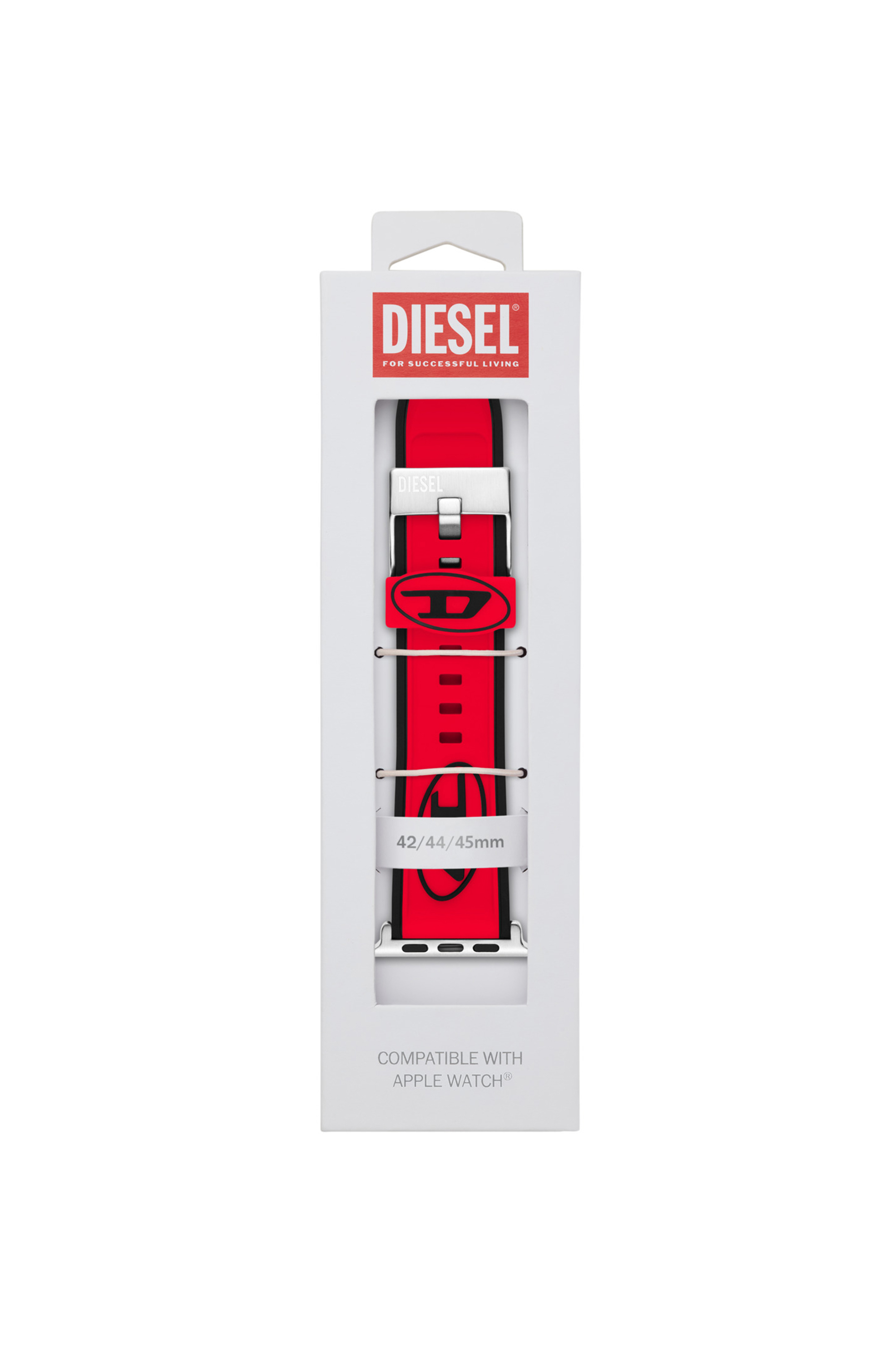 Diesel - DSS010, Unisex Silicone band for Apple watch®, 42mm, 44mm, 45mm in Red - Image 2