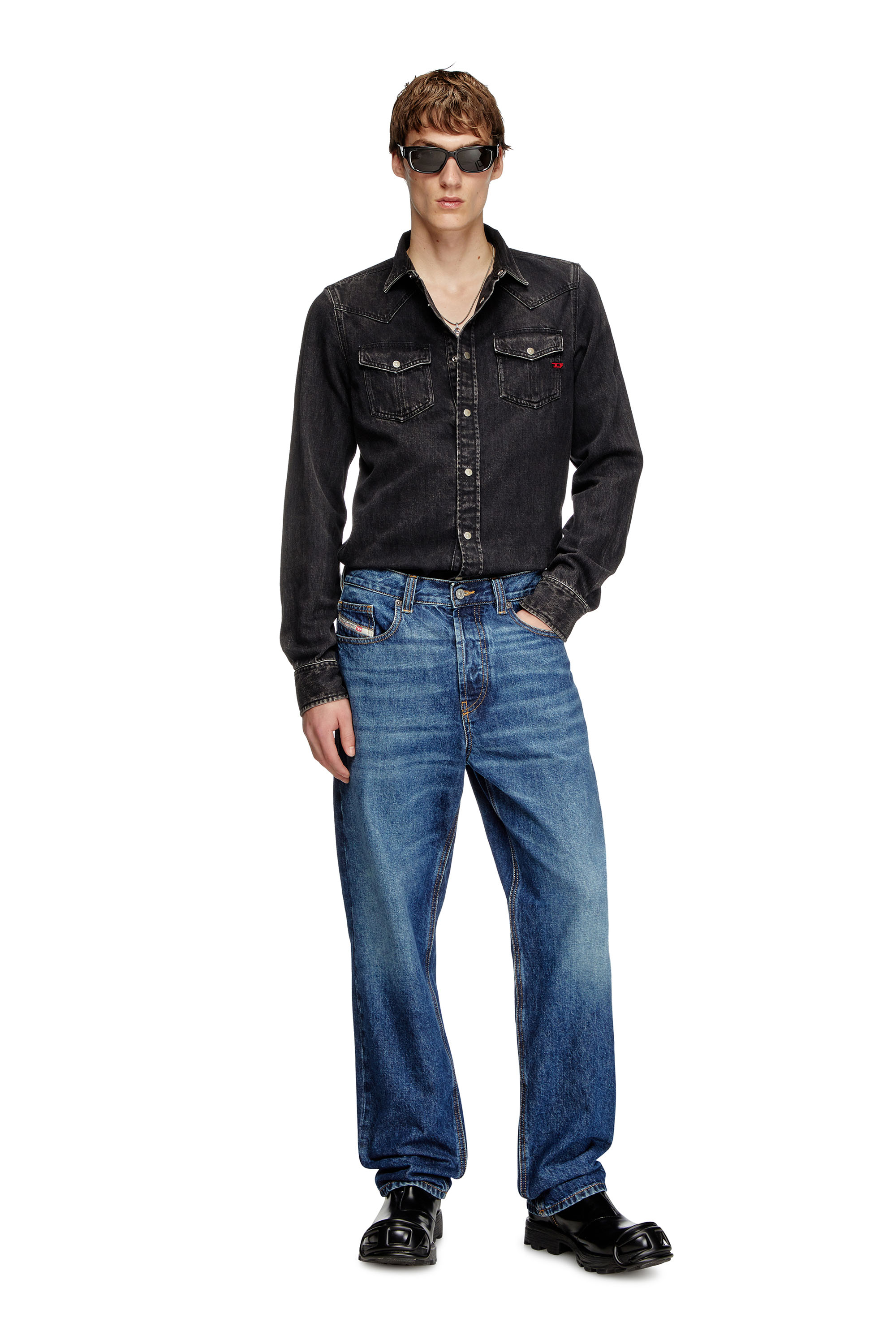 Diesel - D-VEGA, Man's Overshirt in Tencel denim in Black - 4