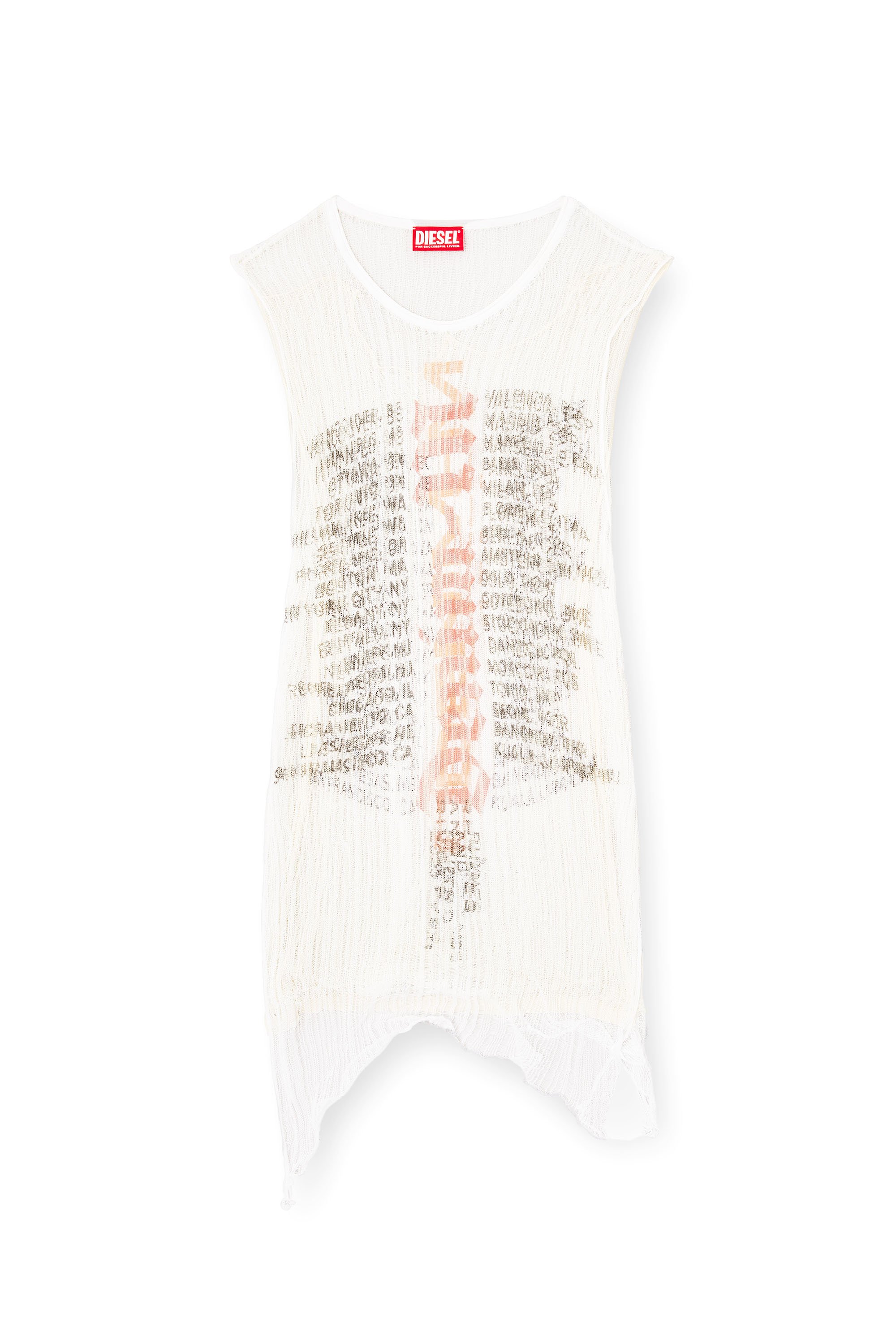 Diesel - K-ABANTE-B, Man's Knitted tank top with distressing in White - 6